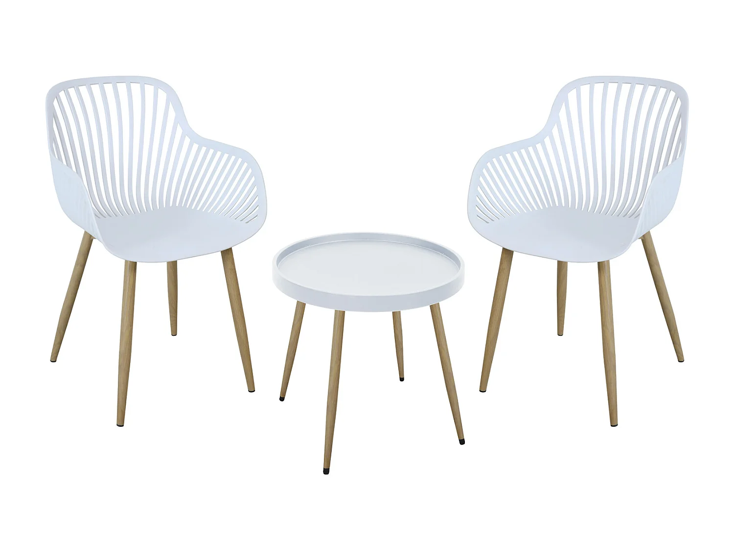 SVITA PHILLY groupe de sièges ensemble de meubles de balcon 3 pièces blanc/aspect bois