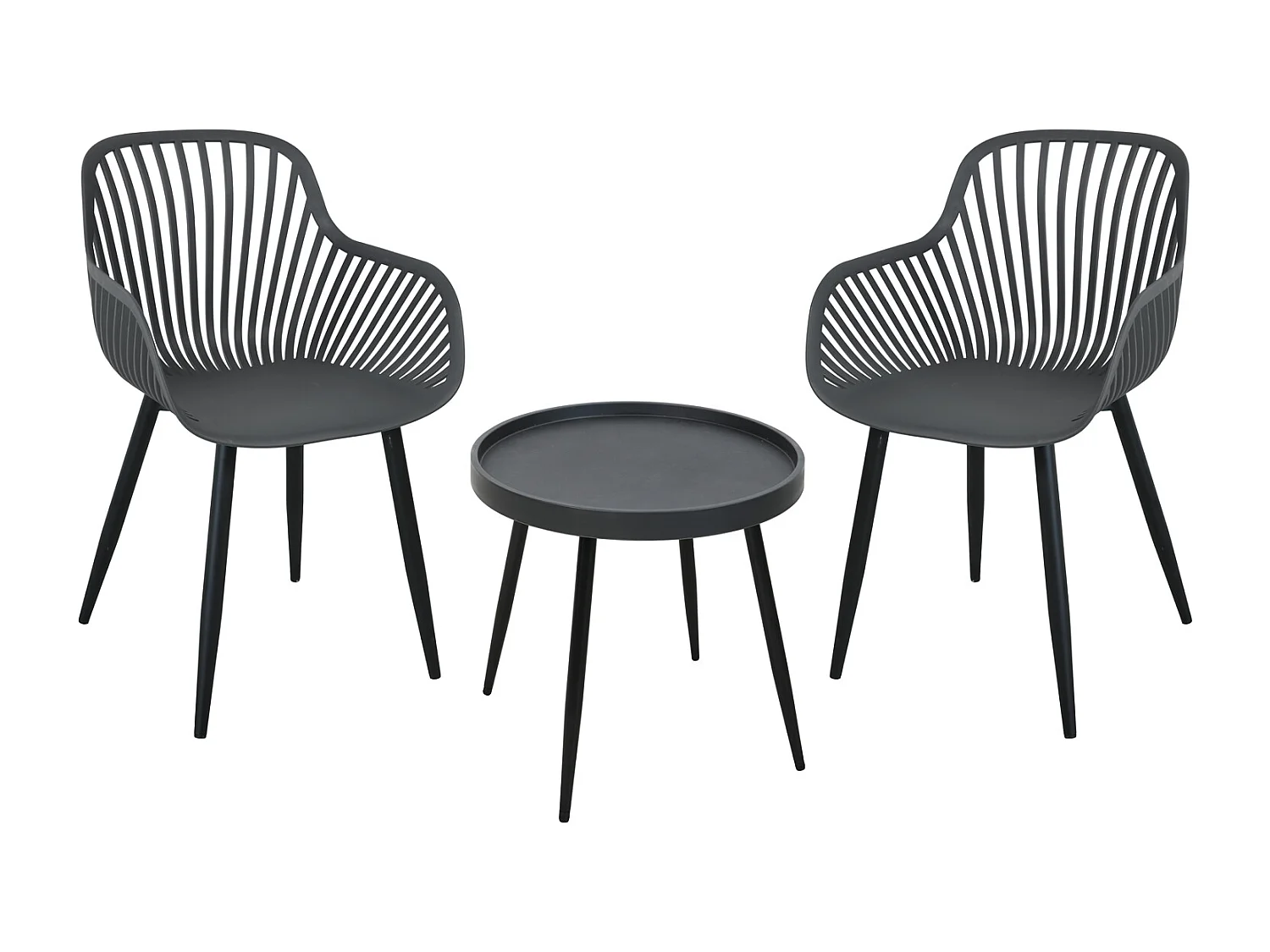 SVITA PHILLY groupe de sièges ensemble de meubles de balcon 3 pièces gris/noir