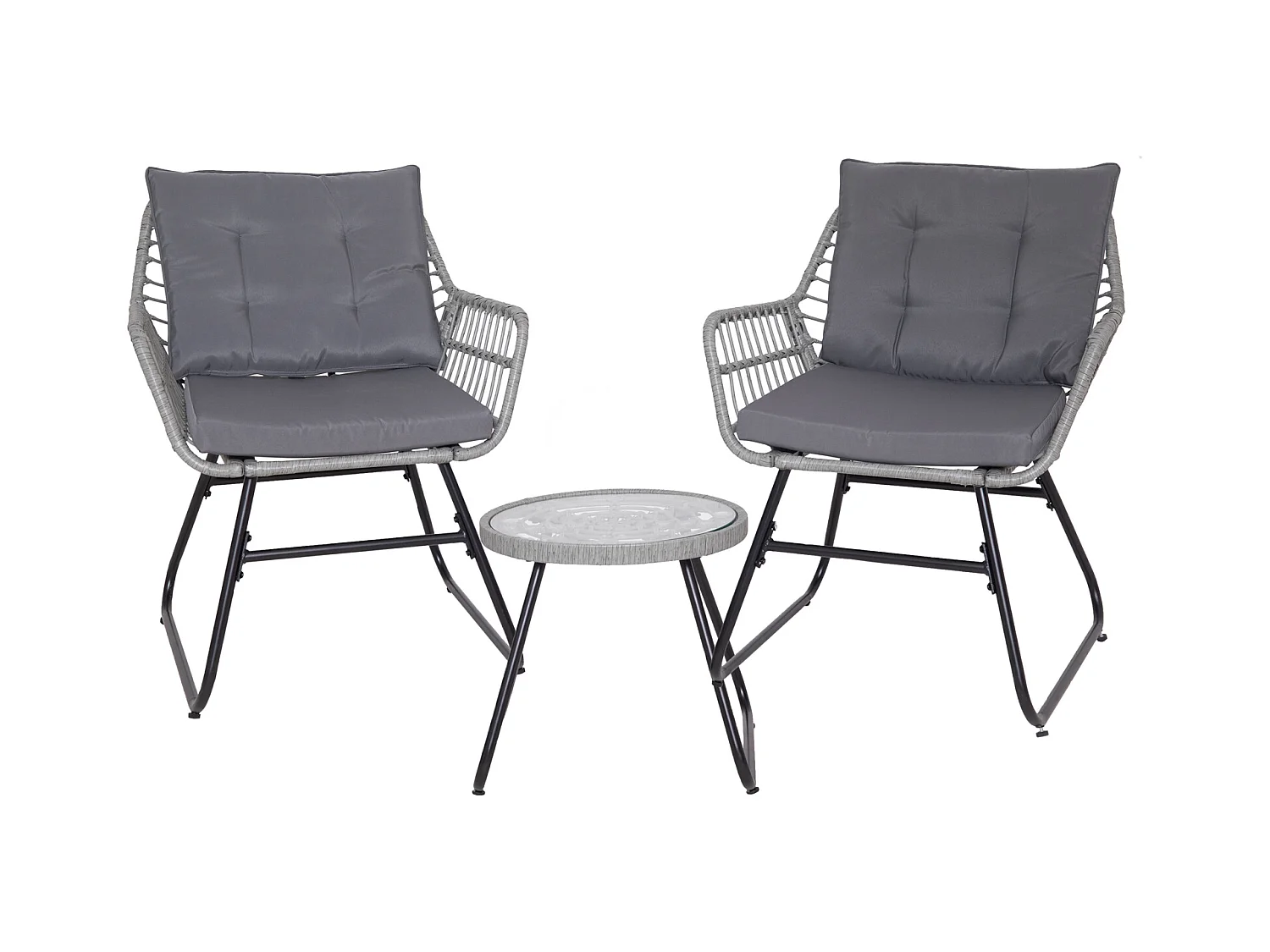 Ensemble salon de jardin en rotin AMALFI pour balcon 2 personnes Gris Clair