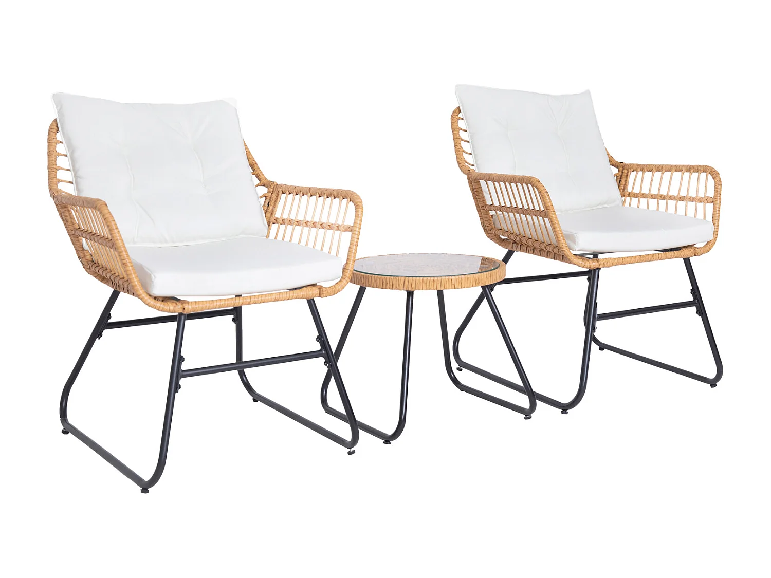 Ensemble salon de jardin en rotin AMALFI pour balcon 2 personnes Naturel