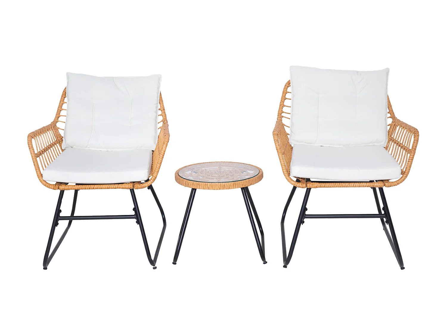 Ensemble salon de jardin en rotin AMALFI pour balcon 2 personnes Naturel