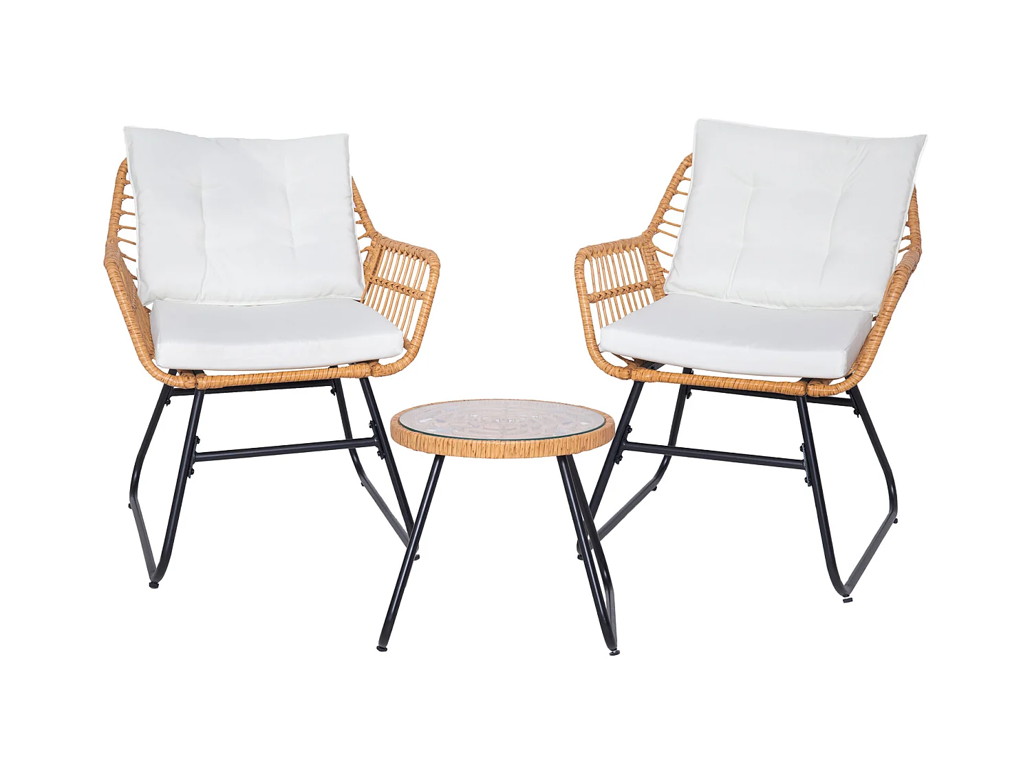 Ensemble salon de jardin en rotin AMALFI pour balcon 2 personnes Naturel