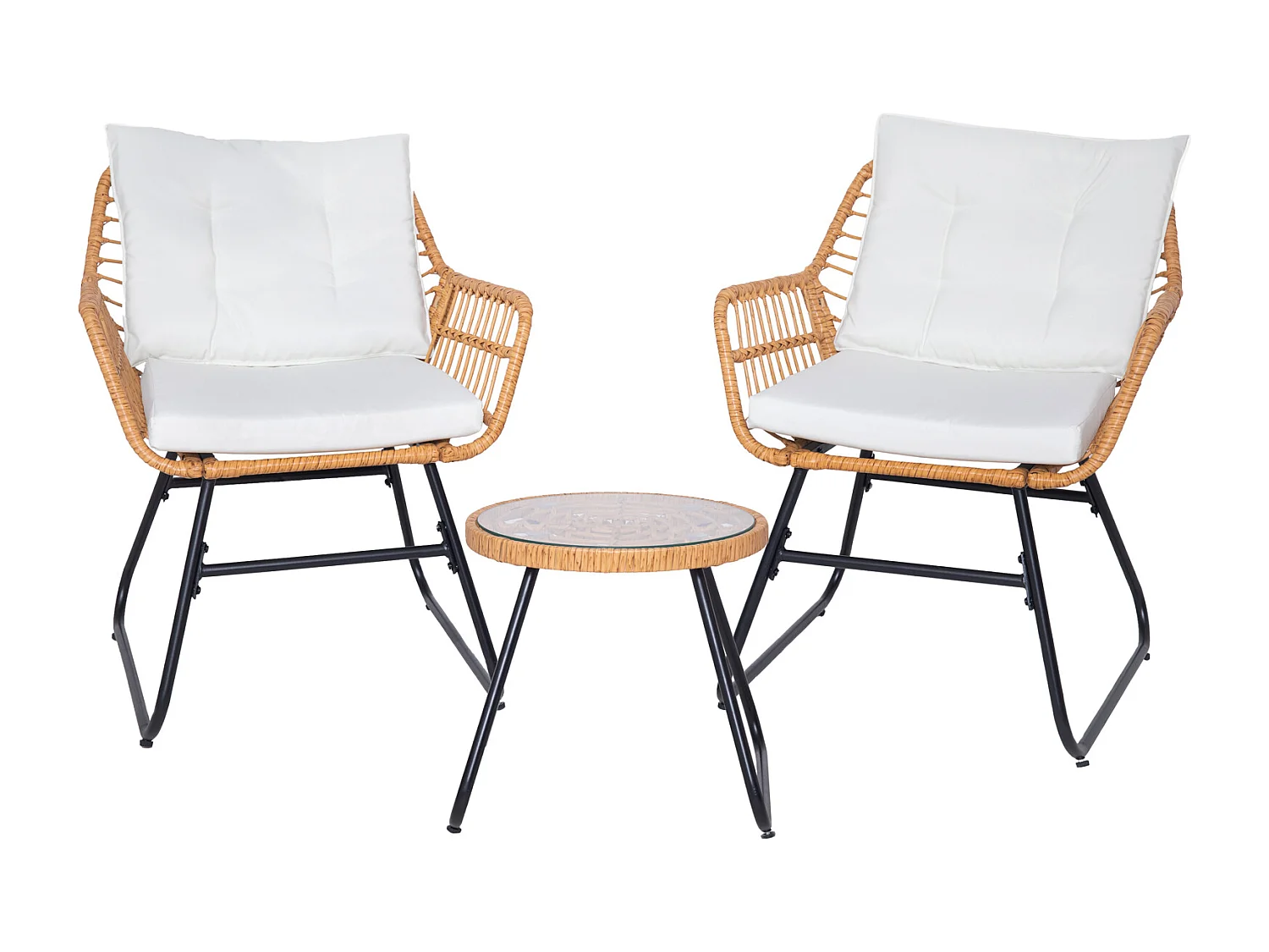 Ensemble salon de jardin en rotin AMALFI pour balcon 2 personnes Naturel