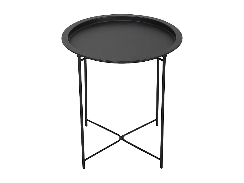 Table d'appoint THEBE Table de chevet ronde en métal Table basse pliable Noir