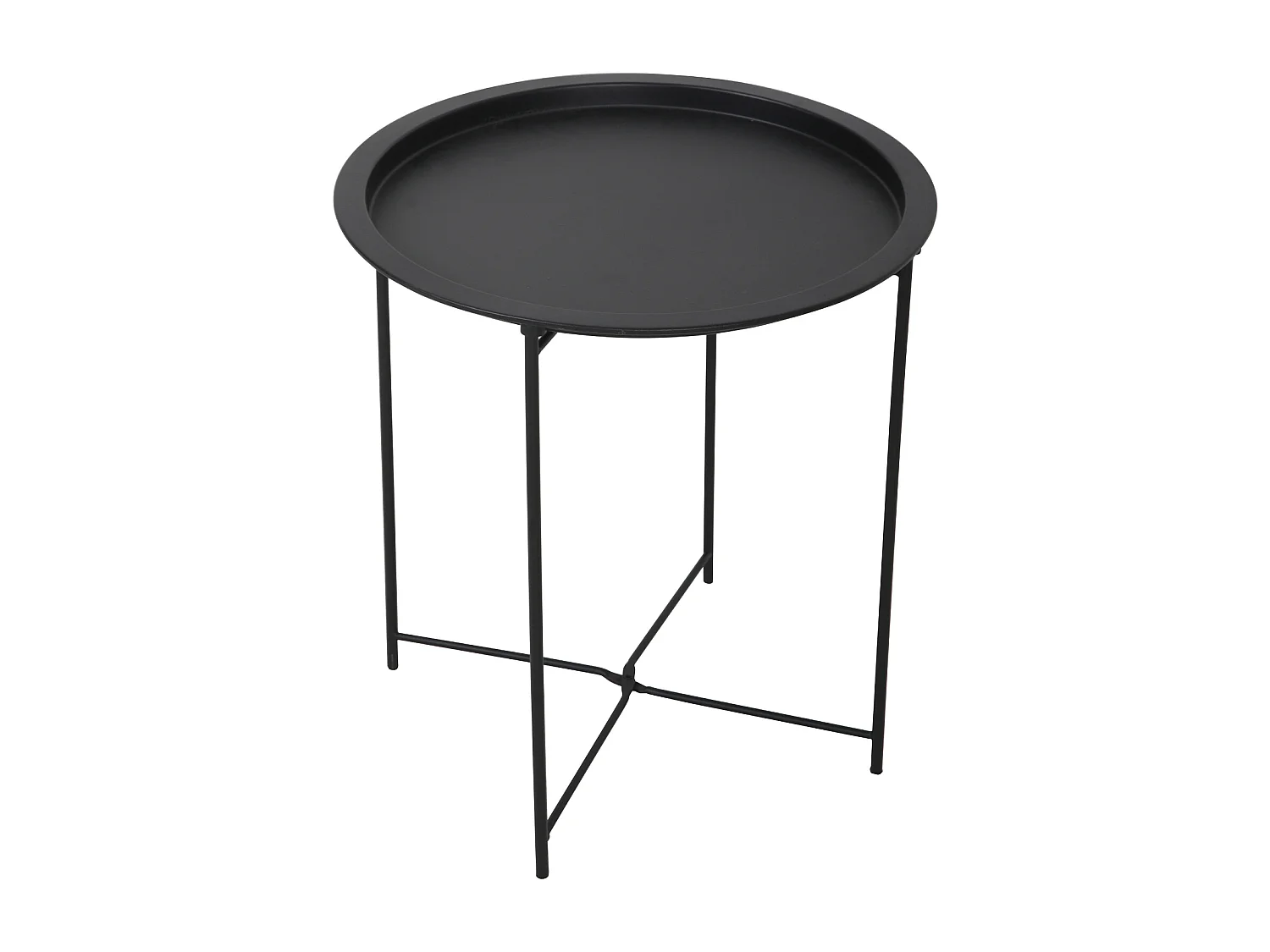 Table d'appoint THEBE Table de chevet ronde en métal Table basse pliable Noir