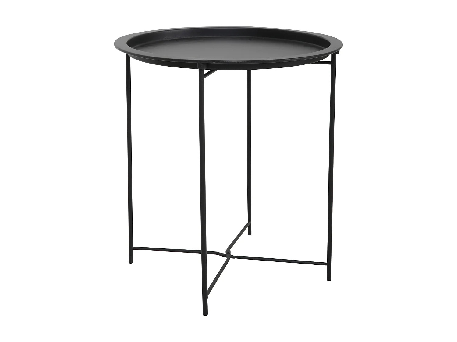 Table d'appoint THEBE Table de chevet ronde en métal Table basse pliable Noir