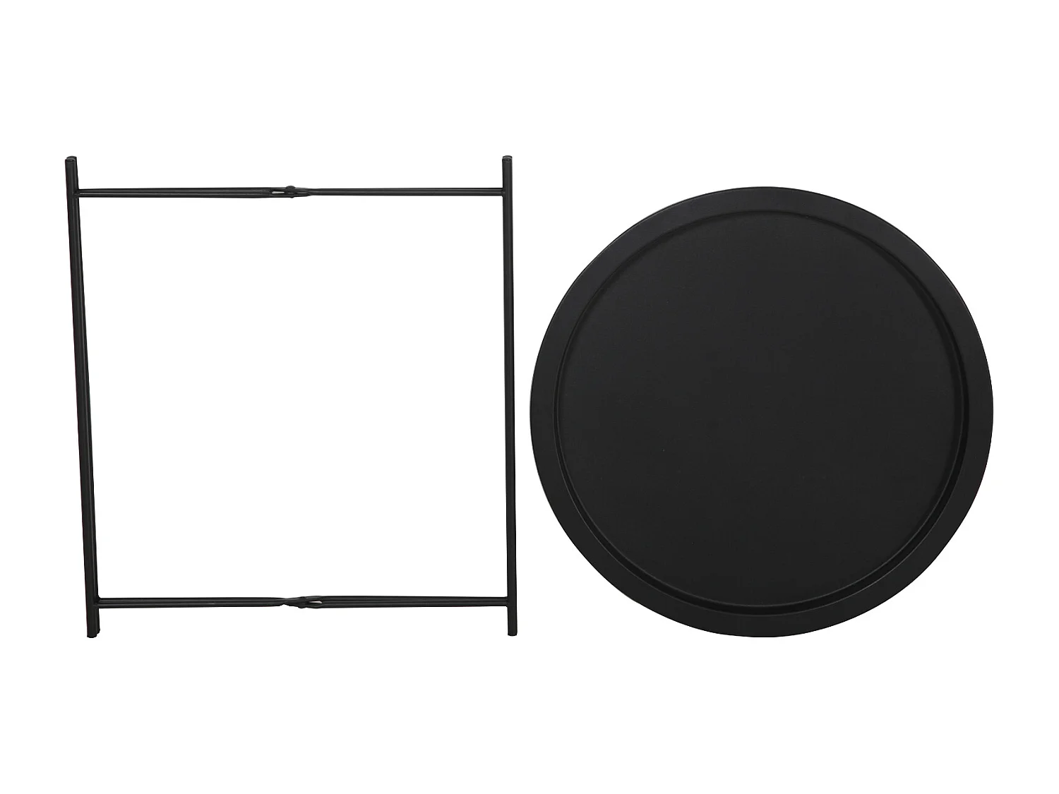 Table d'appoint THEBE Table de chevet ronde en métal Table basse pliable Noir