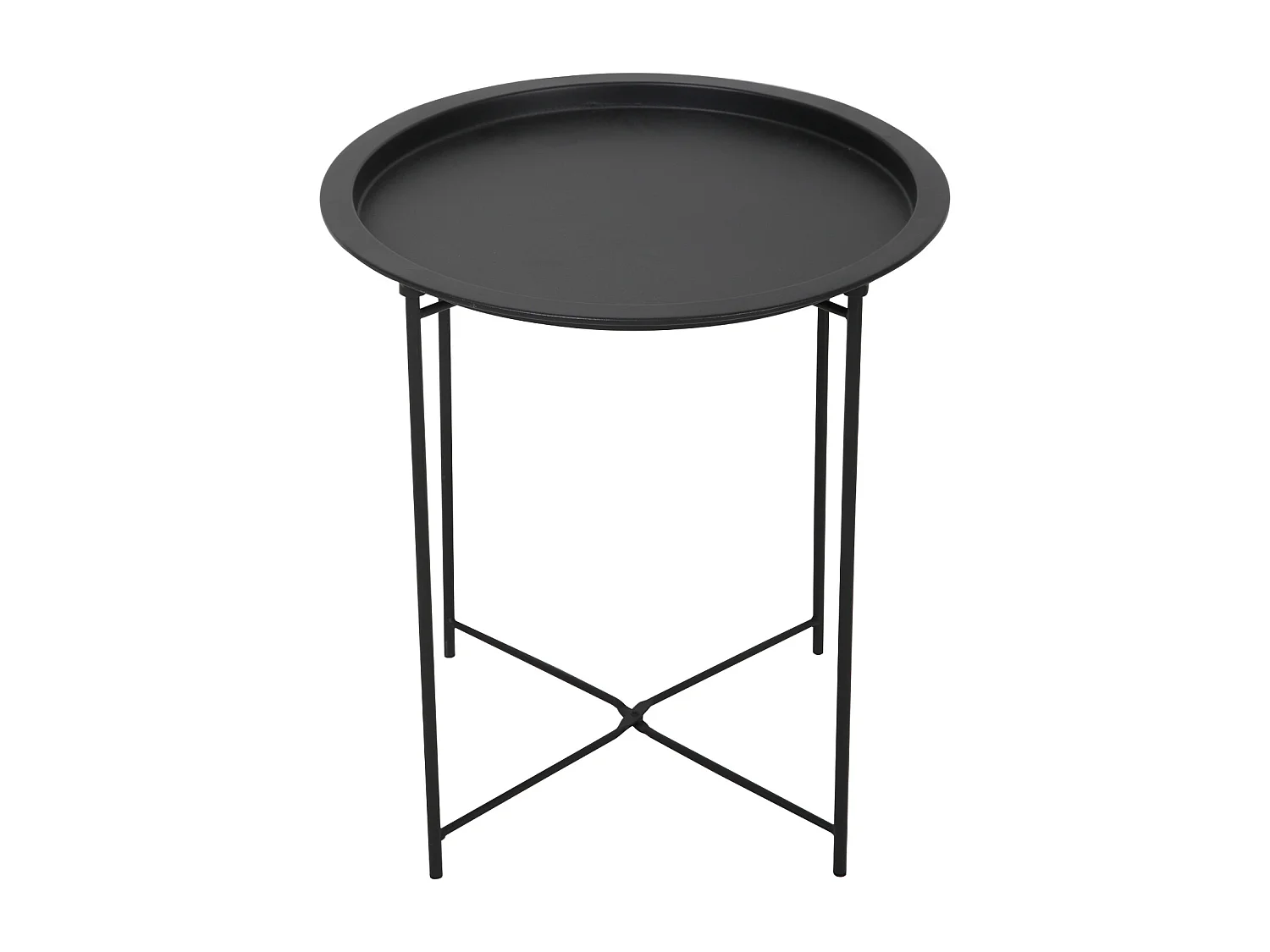 Table d'appoint THEBE Table de chevet ronde en métal Table basse pliable Noir