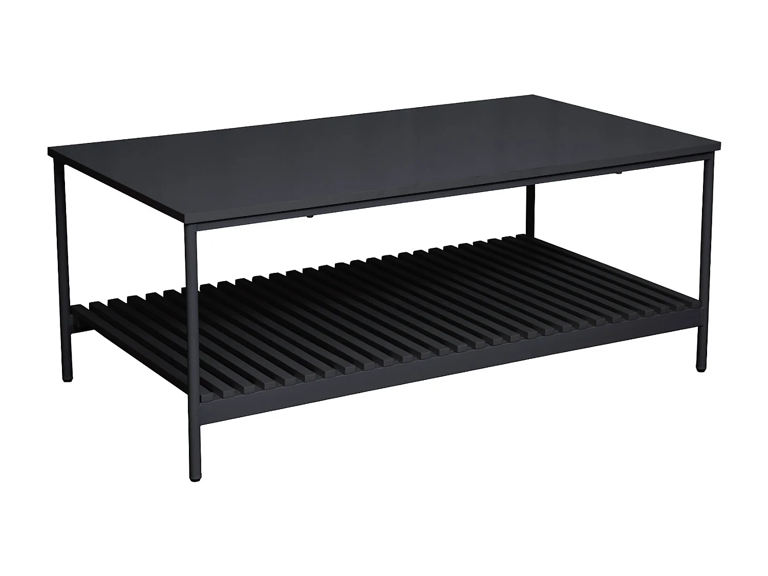 Table basse AMAL Table basse noire Table de salon moderne avec étagère