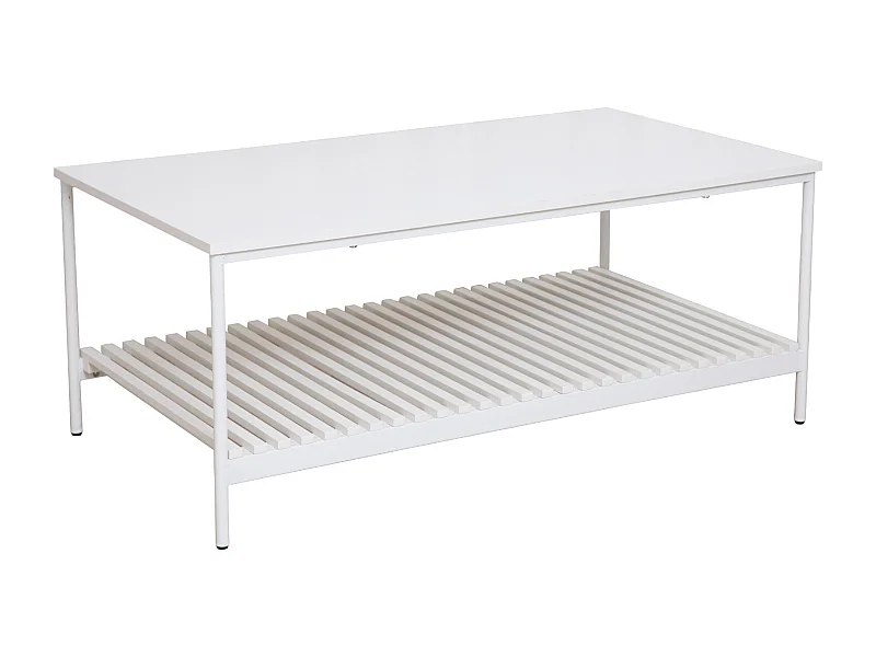 Table basse AMAL Table basse blanche Table de salon moderne avec étagère