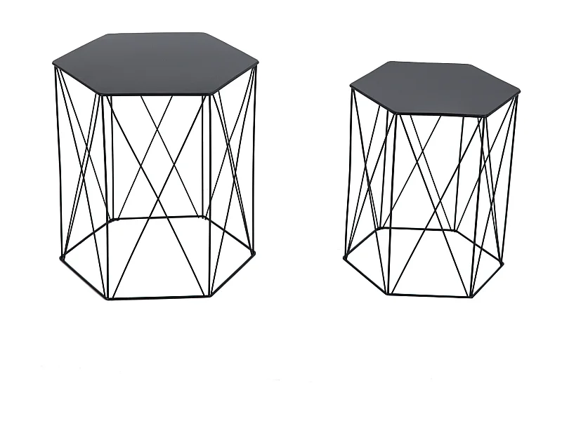 HARPA Lot de 2 tables d'appoint Table basse Moderne Noir