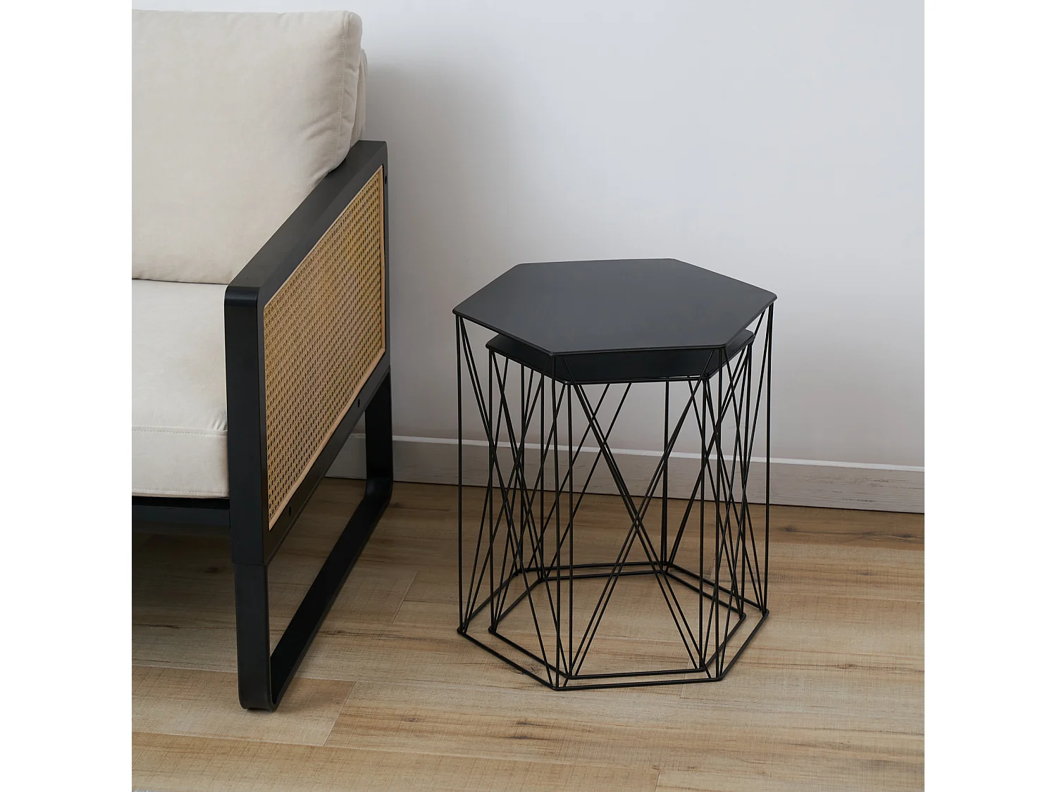 HARPA Lot de 2 tables d'appoint Table basse Moderne Noir