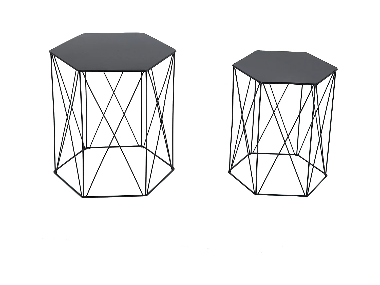 HARPA Lot de 2 tables d'appoint Table basse Moderne Noir
