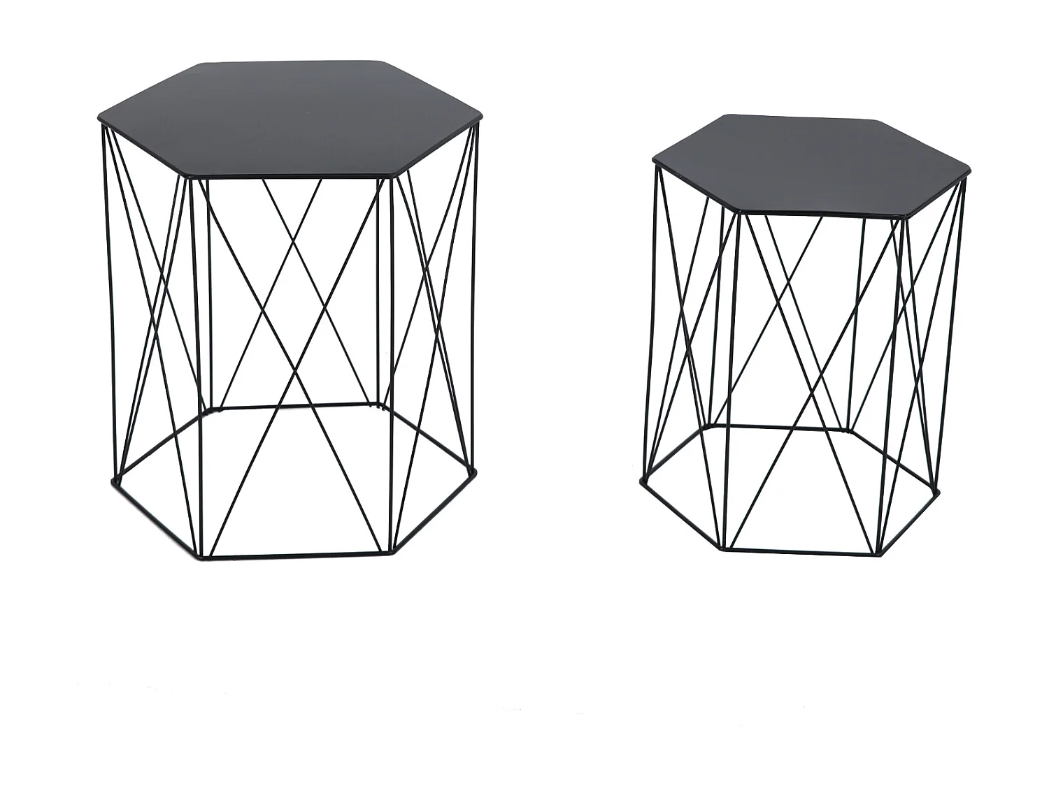 HARPA Lot de 2 tables d'appoint Table basse Moderne Noir