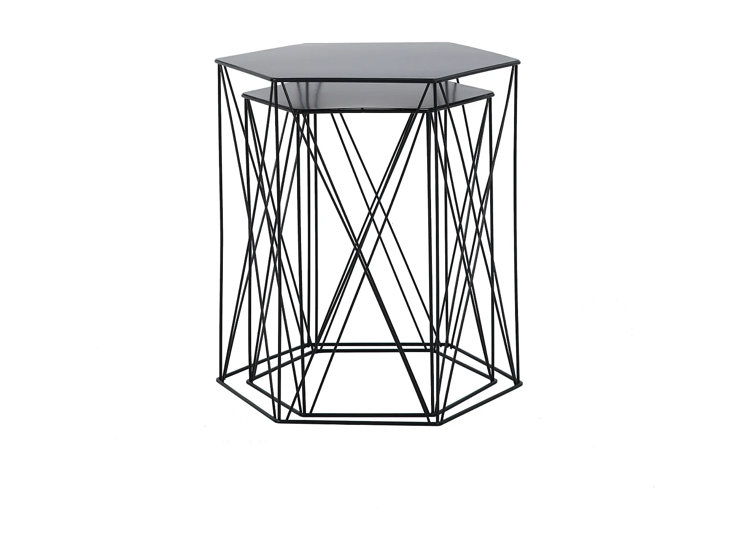 HARPA Lot de 2 tables d'appoint Table basse Moderne Noir