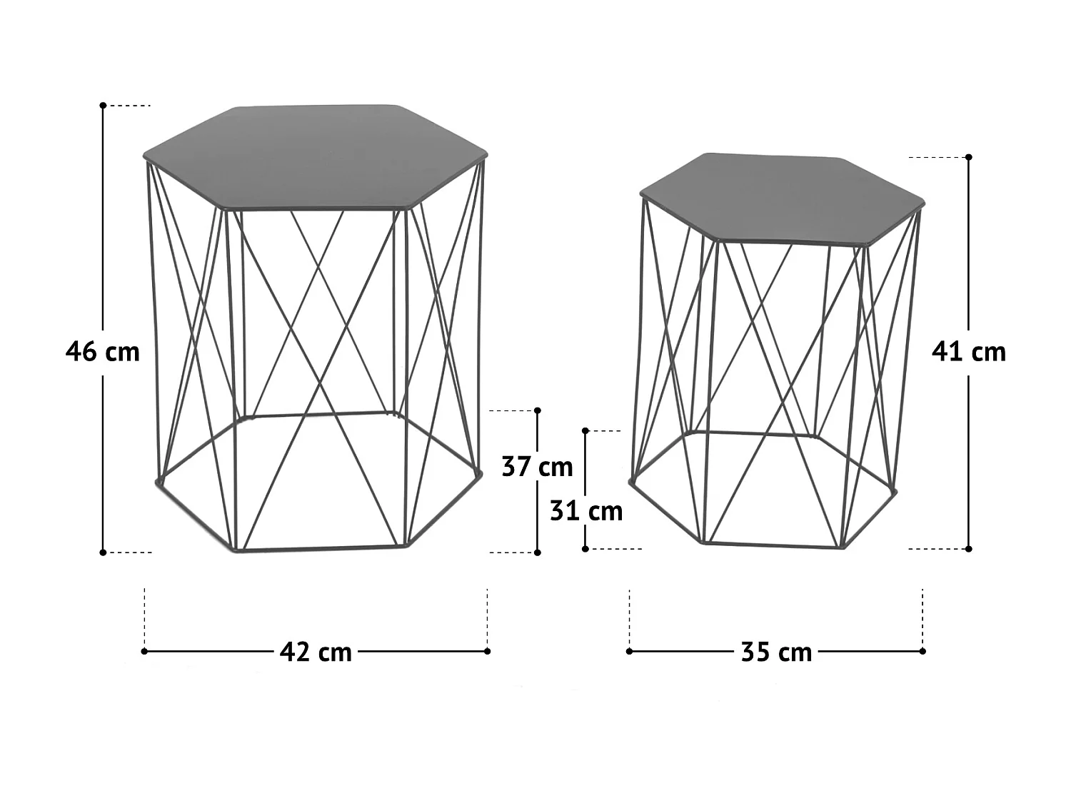HARPA Lot de 2 tables d'appoint Table basse Moderne Noir