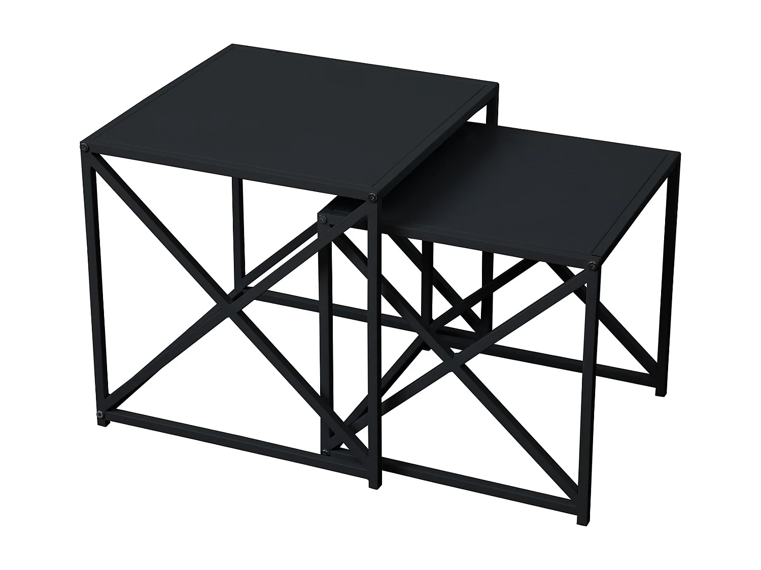 Ensemble de 2 tables d'appoint GEMO Table basse Table de salon Table en métal Noir