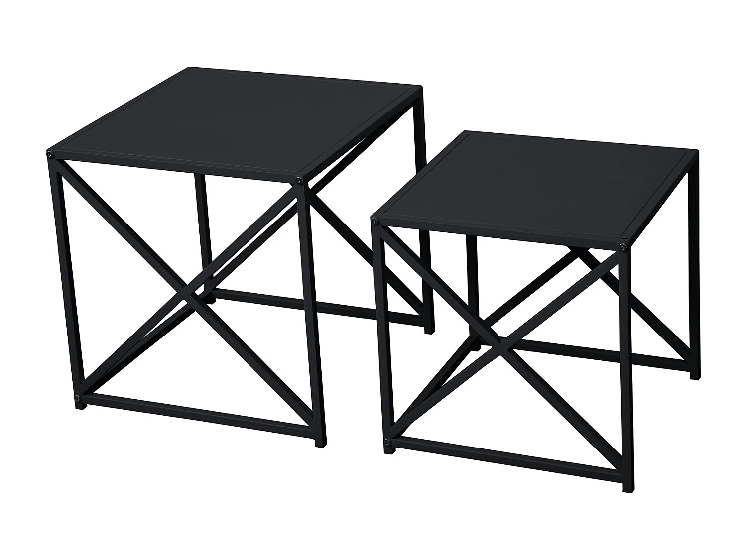Ensemble de 2 tables d'appoint GEMO Table basse Table de salon Table en métal Noir