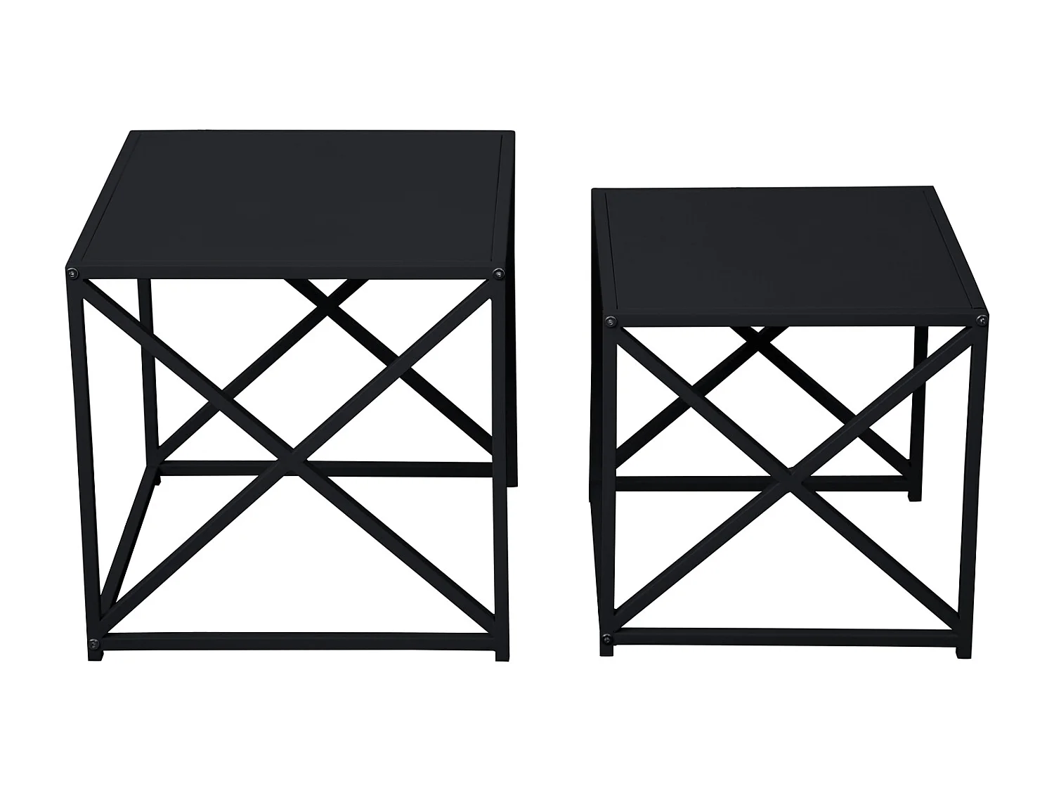 Ensemble de 2 tables d'appoint GEMO Table basse Table de salon Table en métal Noir