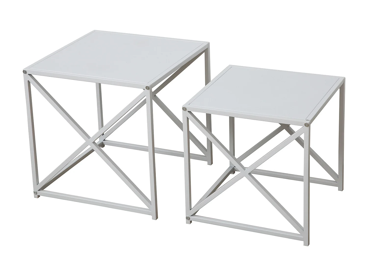 Ensemble de 2 tables d'appoint GEMO Table basse Table de salon Table en métal Blanc