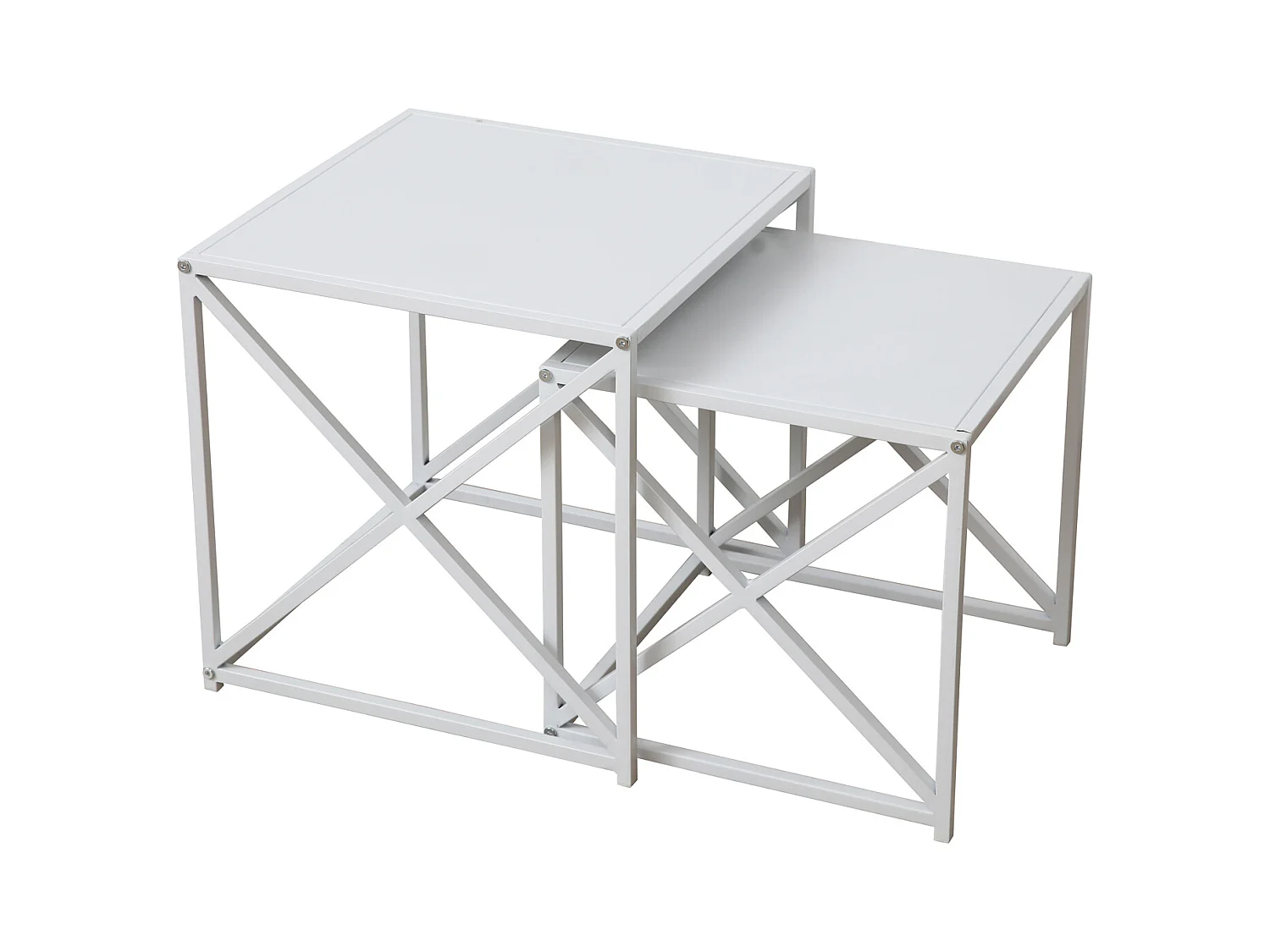 Ensemble de 2 tables d'appoint GEMO Table basse Table de salon Table en métal Blanc