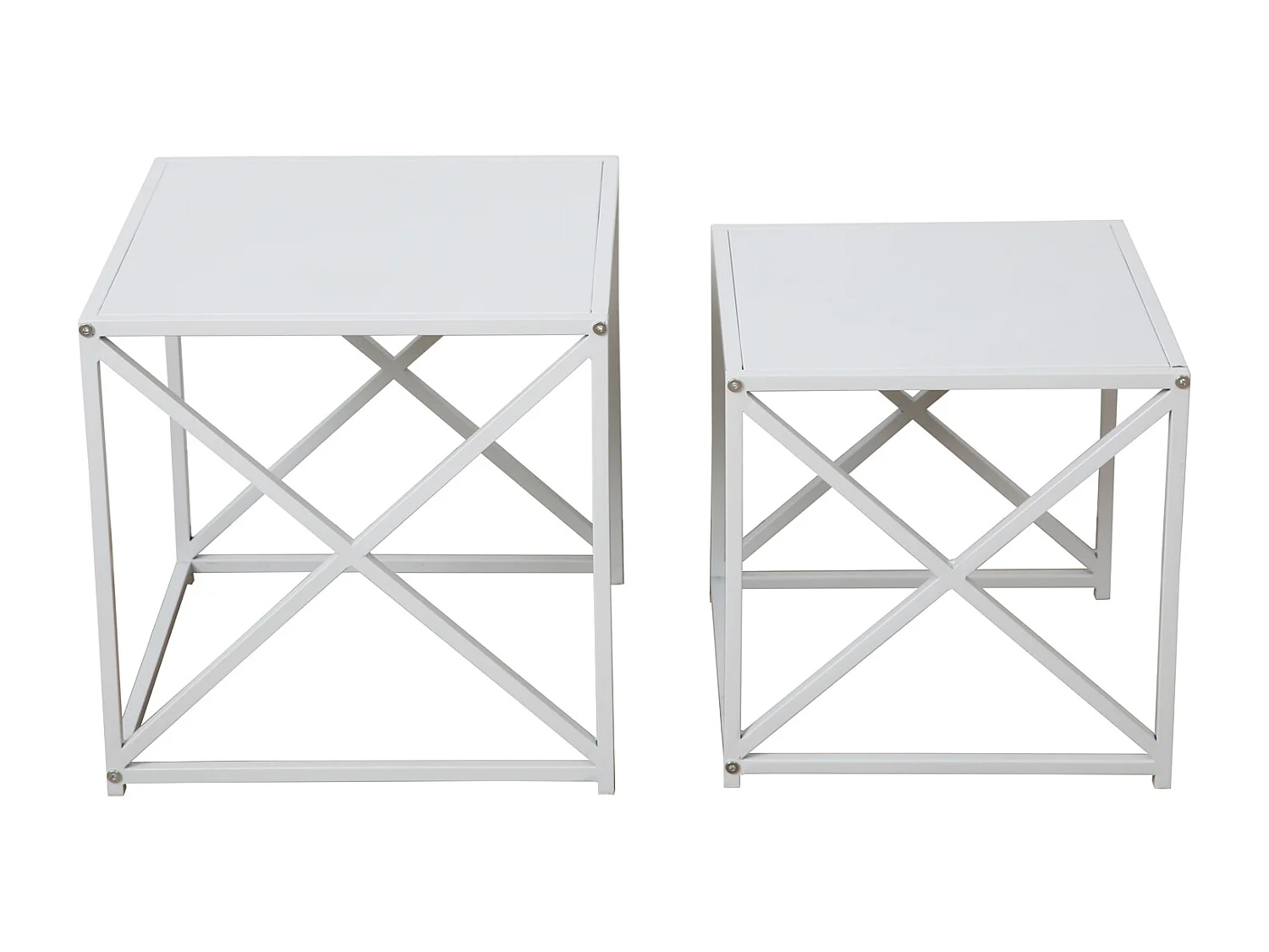 Ensemble de 2 tables d'appoint GEMO Table basse Table de salon Table en métal Blanc