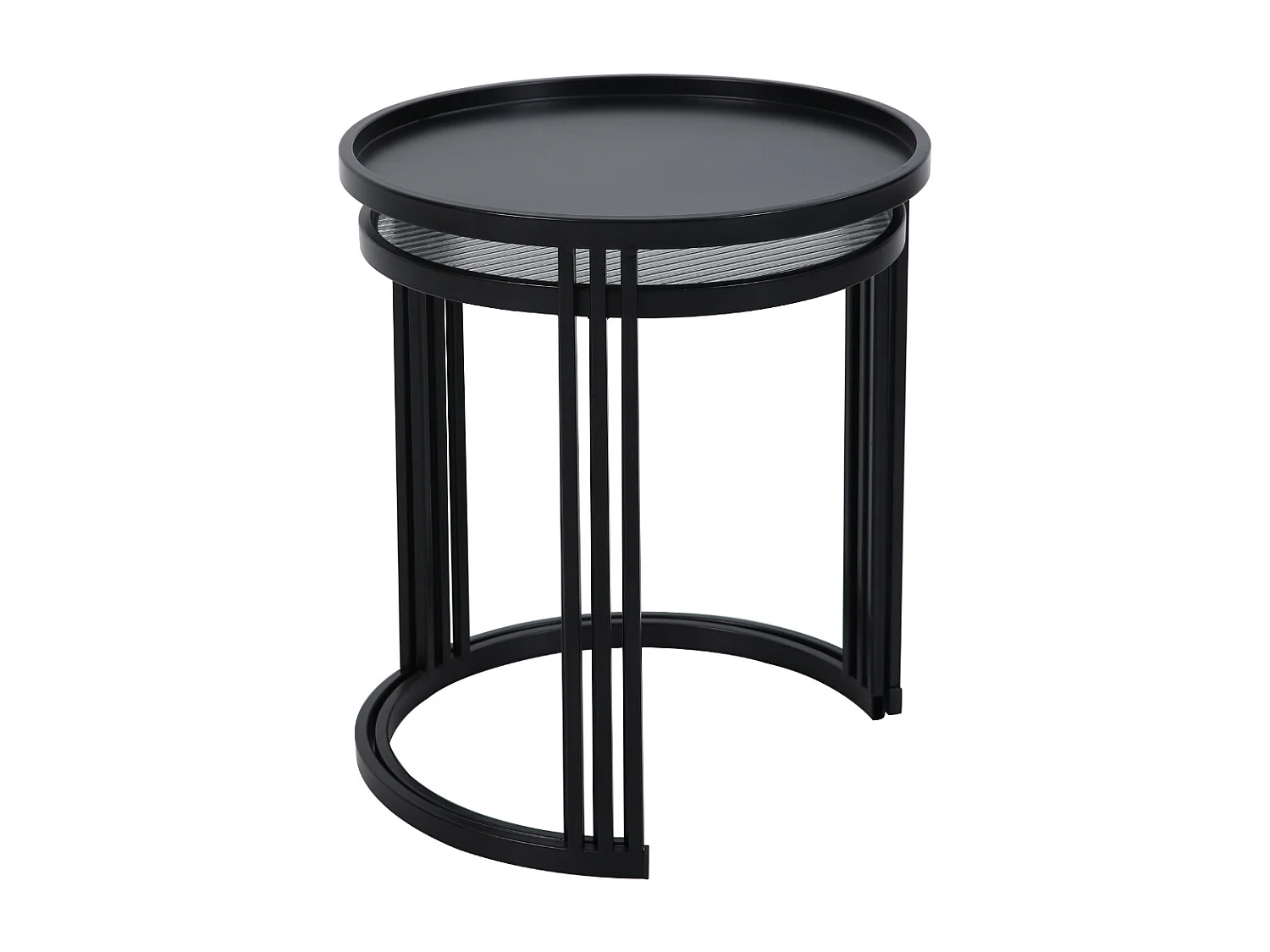 LADAR Lot de 2 tables d'appoint Tables basses rondes noires
