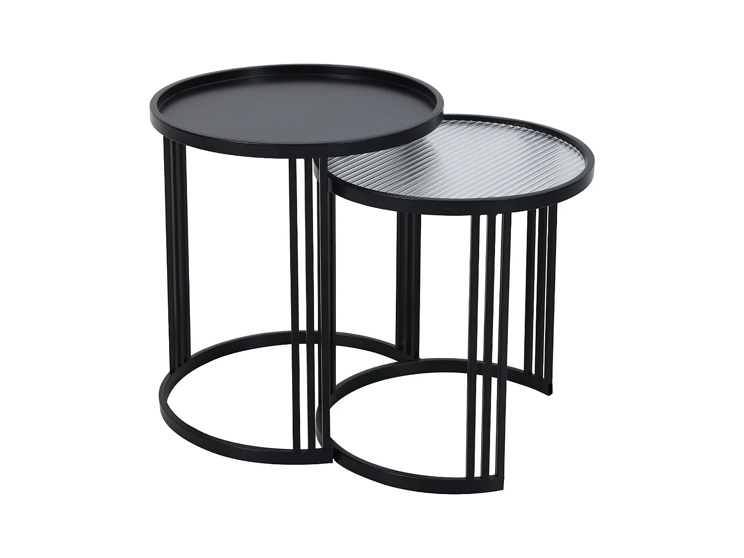 LADAR Lot de 2 tables d'appoint Tables basses rondes noires