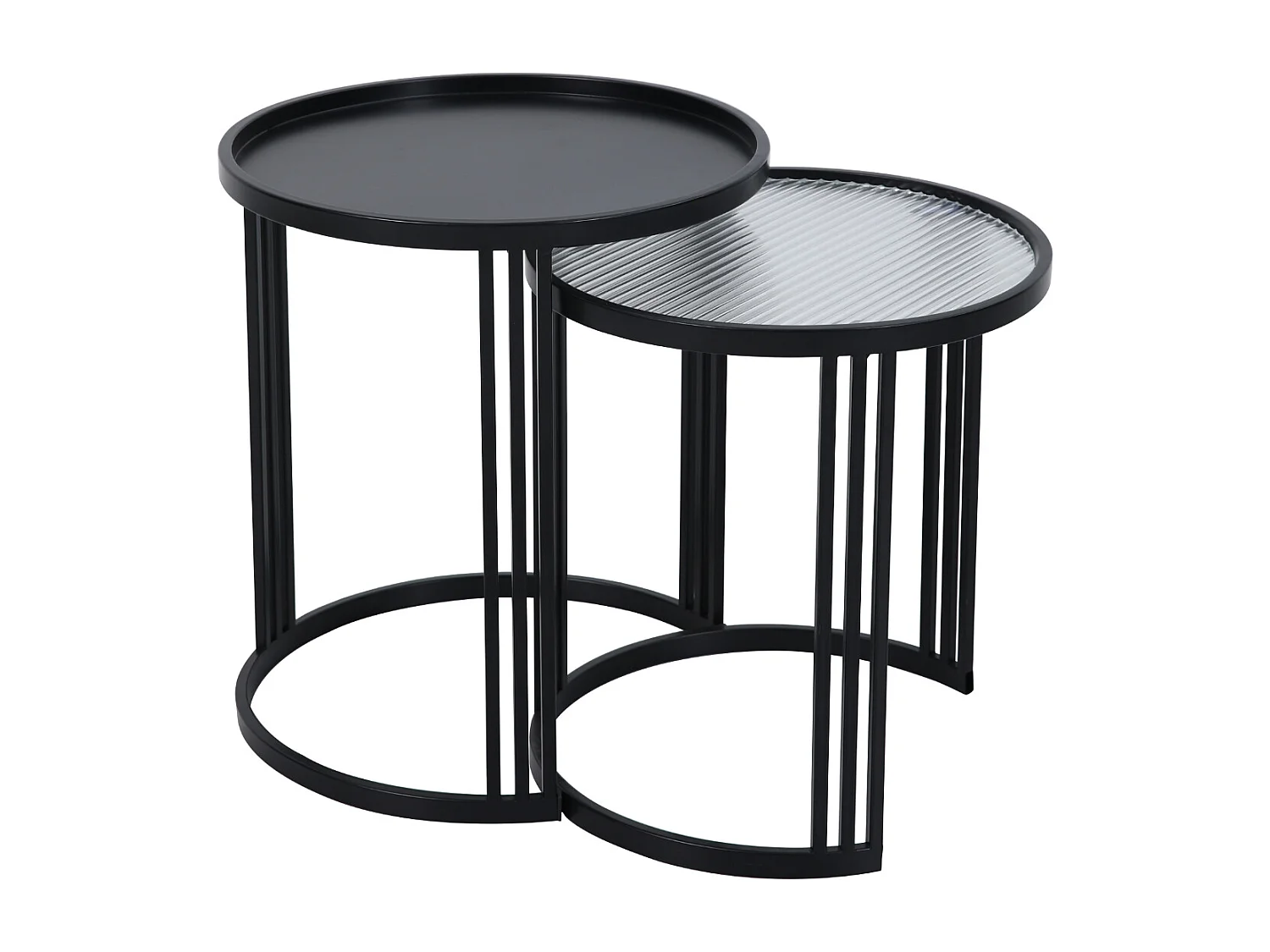 LADAR Lot de 2 tables d'appoint Tables basses rondes noires