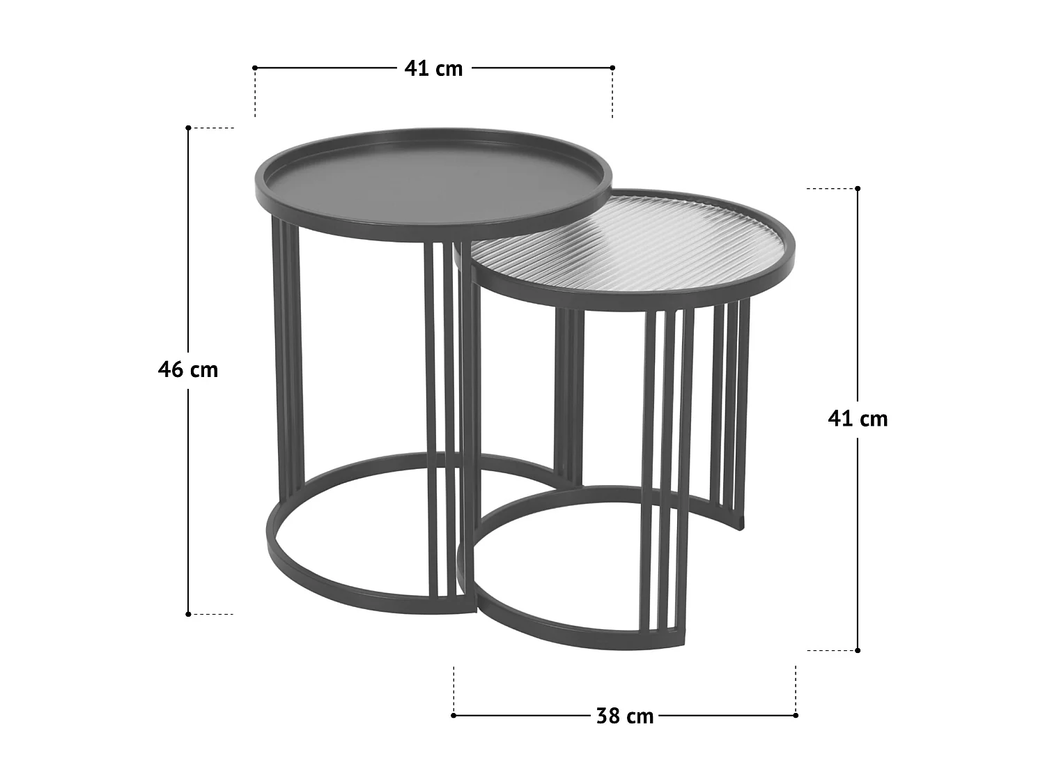 LADAR Lot de 2 tables d'appoint Tables basses rondes noires