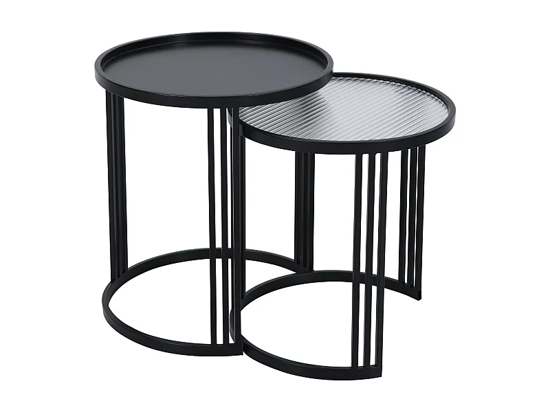 LADAR Lot de 2 tables d'appoint Tables basses rondes noires