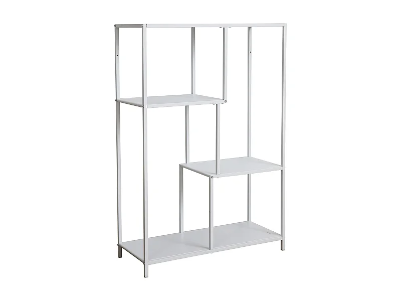 Étagère en métal Étagère sur pied Étagère de salon en métal Design industriel CARME Blanc