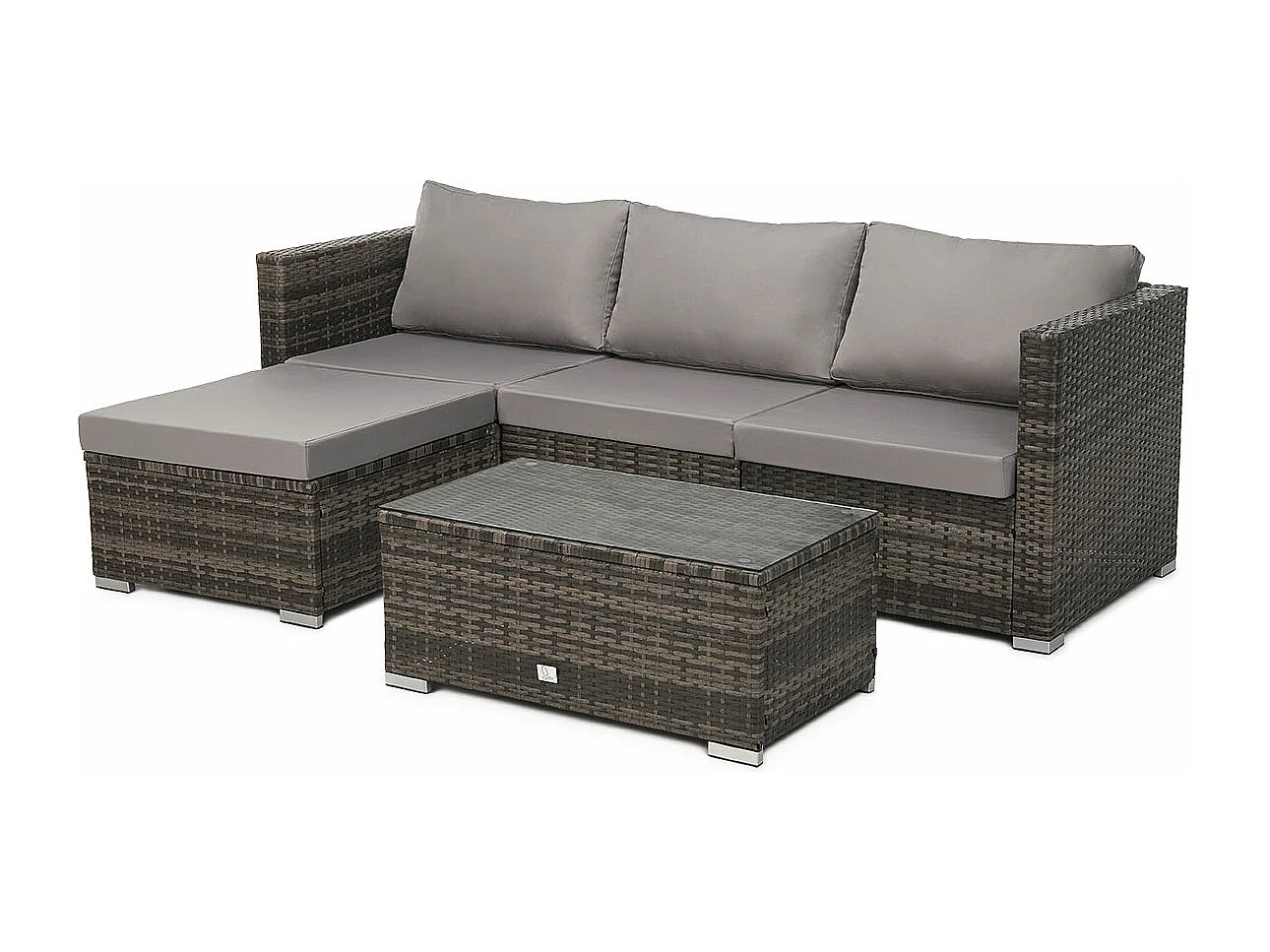 Ensemble de canapés en rotin synthétique QUEENS en marron avec housse