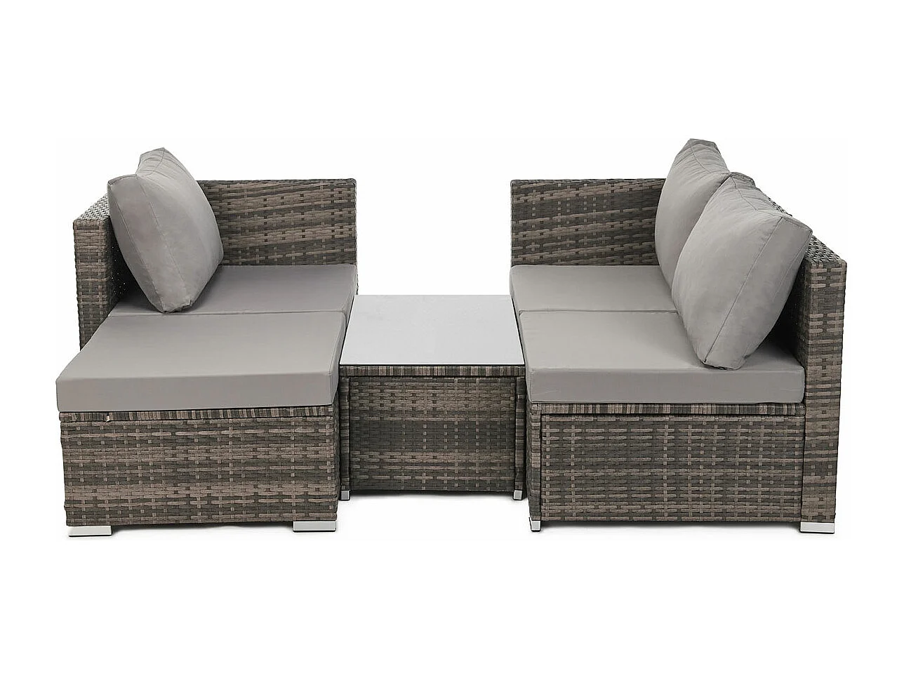 Ensemble de canapés en rotin synthétique QUEENS en marron avec housse