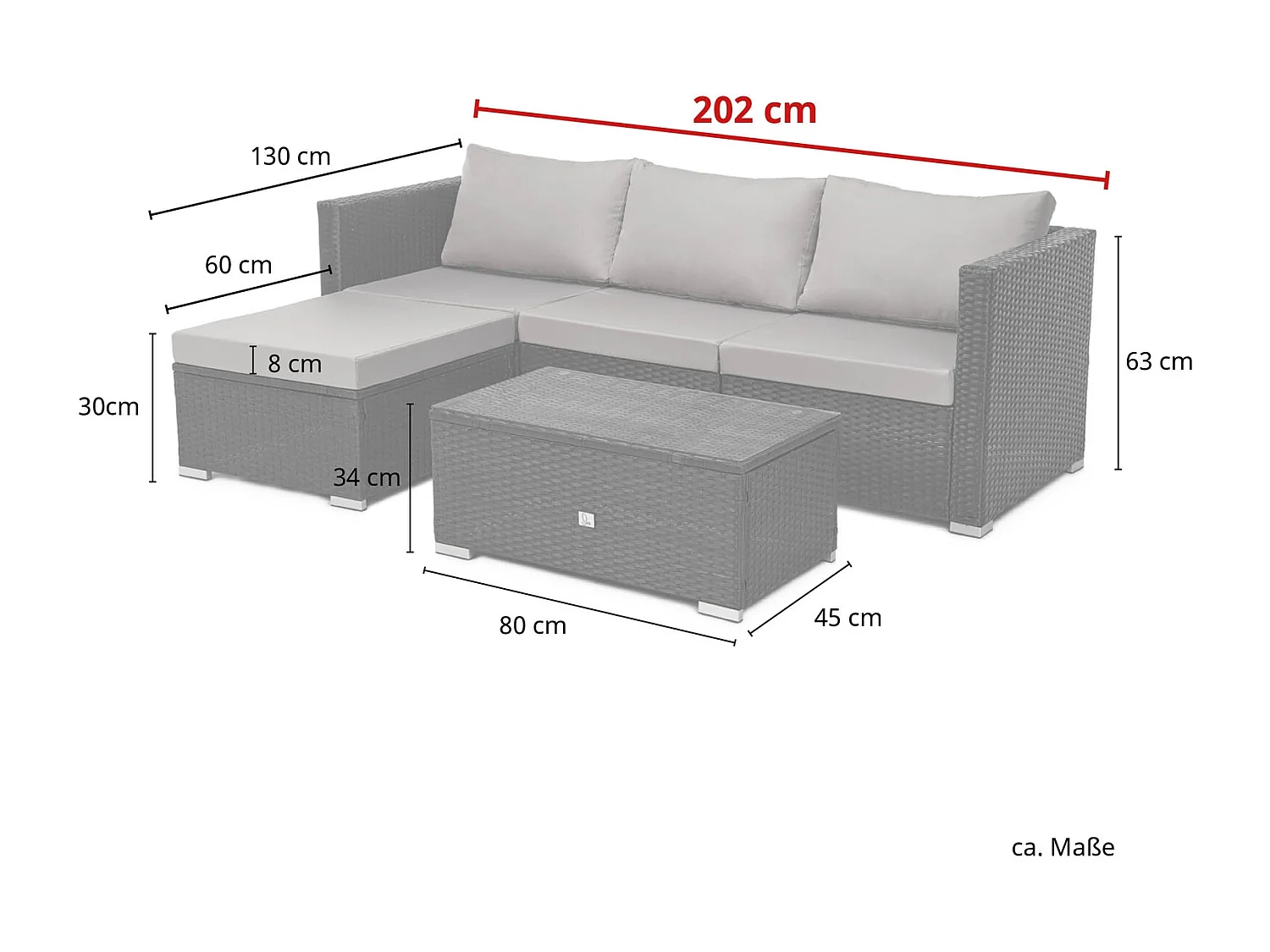 Ensemble de canapés en rotin synthétique QUEENS en marron avec housse