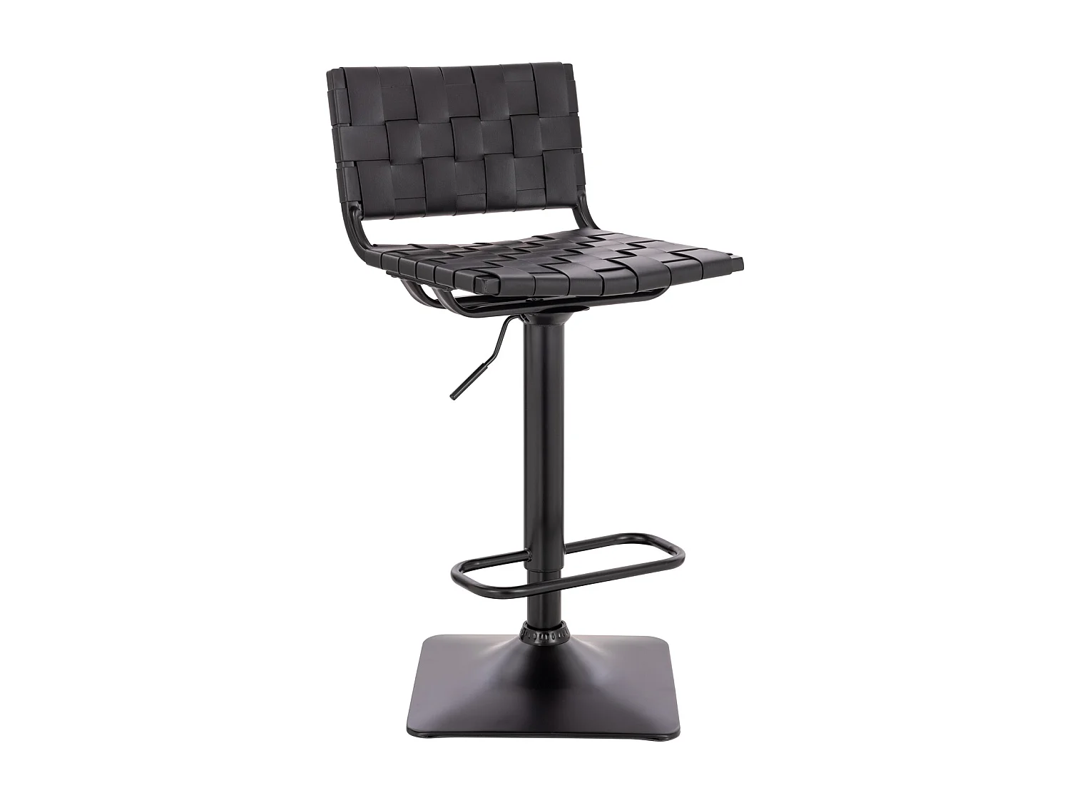 Tabouret de bar COLIN avec dossier, réglable en hauteur, pivotant, simili cuir noir
