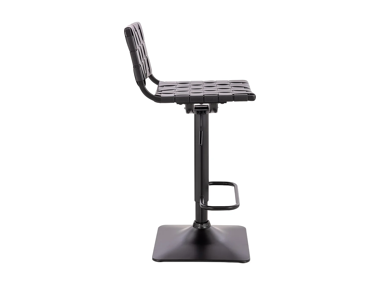 Tabouret de bar COLIN avec dossier, réglable en hauteur, pivotant, simili cuir noir