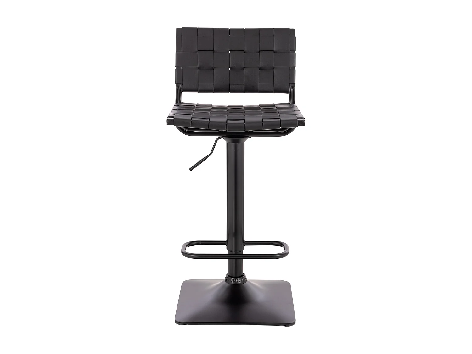 Tabouret de bar COLIN avec dossier, réglable en hauteur, pivotant, simili cuir noir