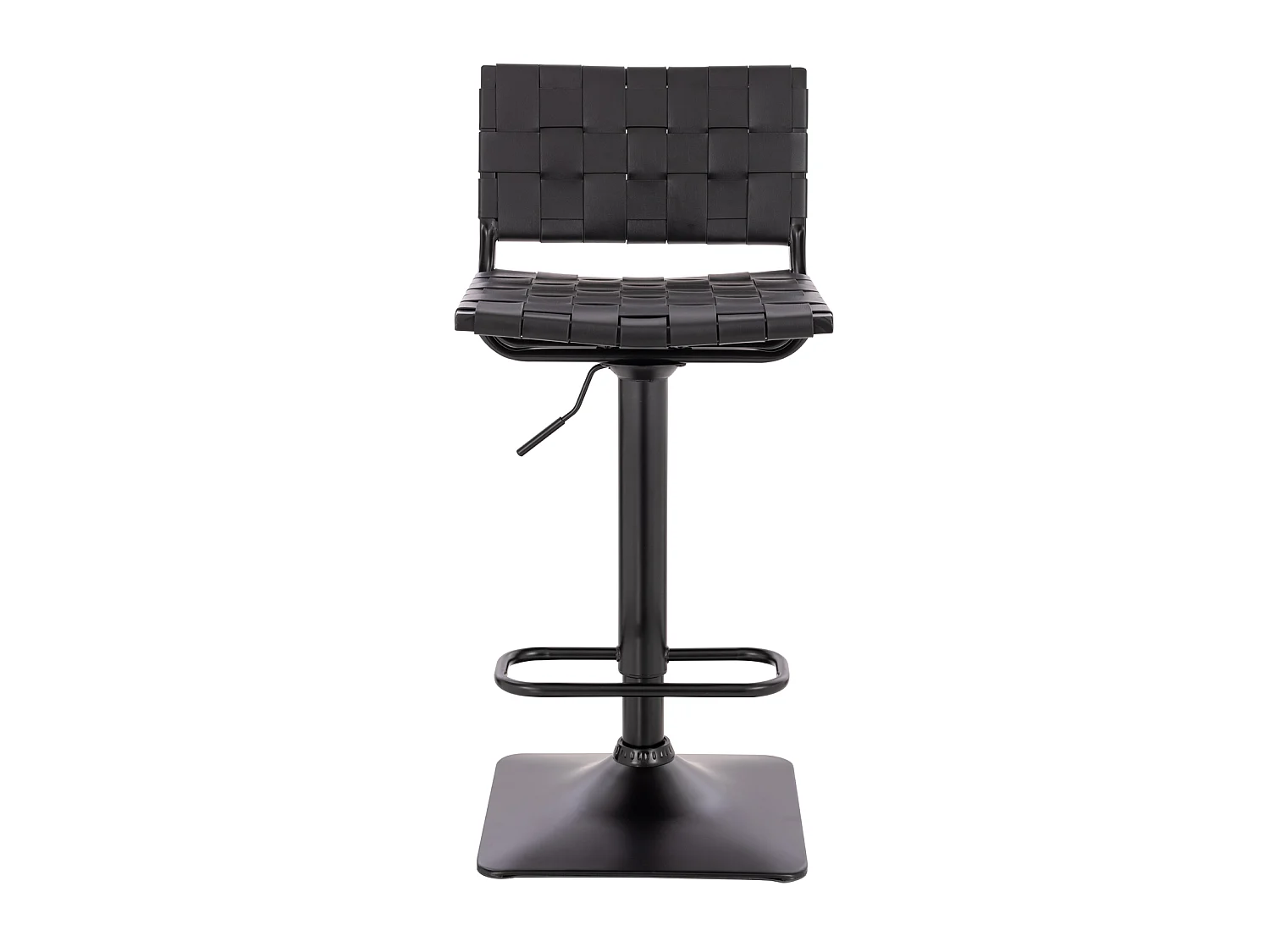 Tabouret de bar COLIN avec dossier, réglable en hauteur, pivotant, simili cuir noir