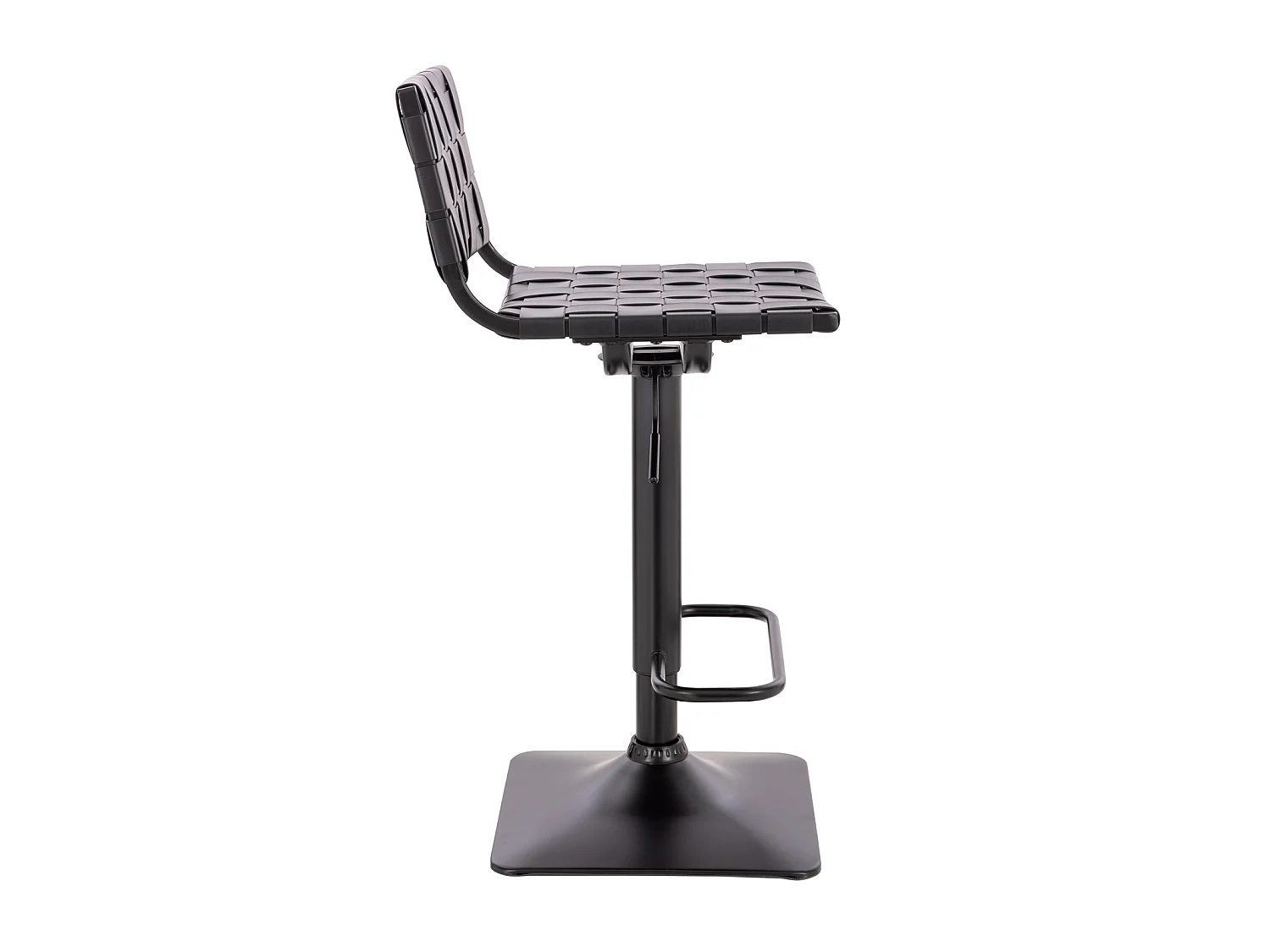 Tabouret de bar COLIN avec dossier, réglable en hauteur, pivotant, simili cuir noir