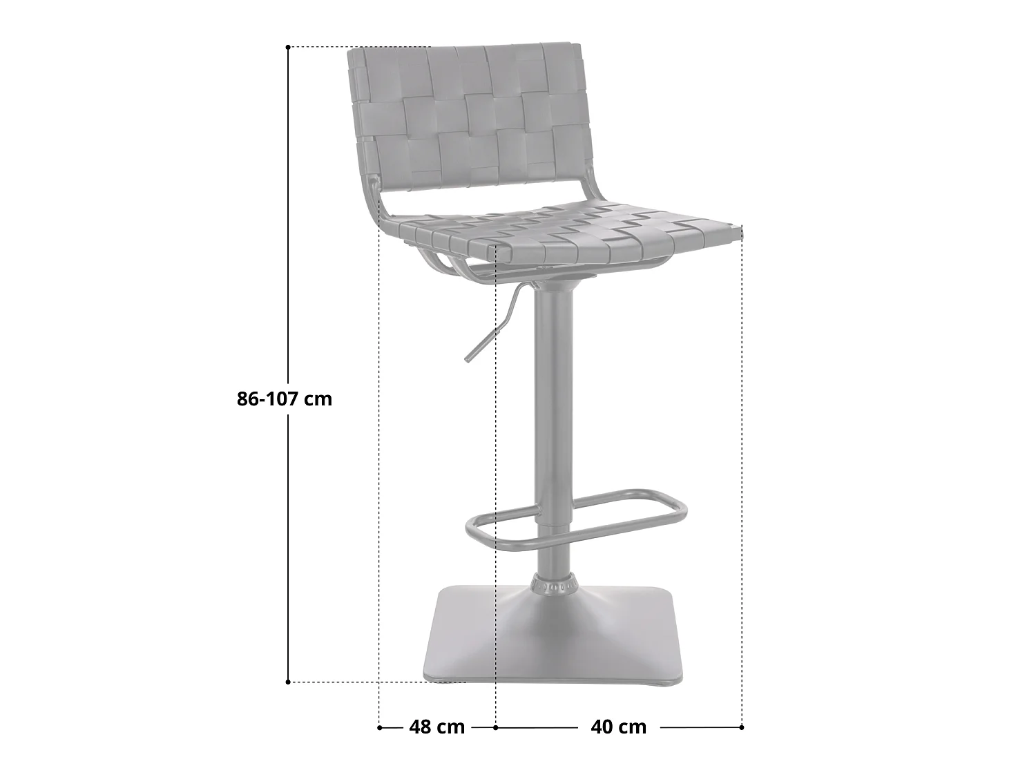 Tabouret de bar COLIN avec dossier, réglable en hauteur, pivotant, simili cuir noir