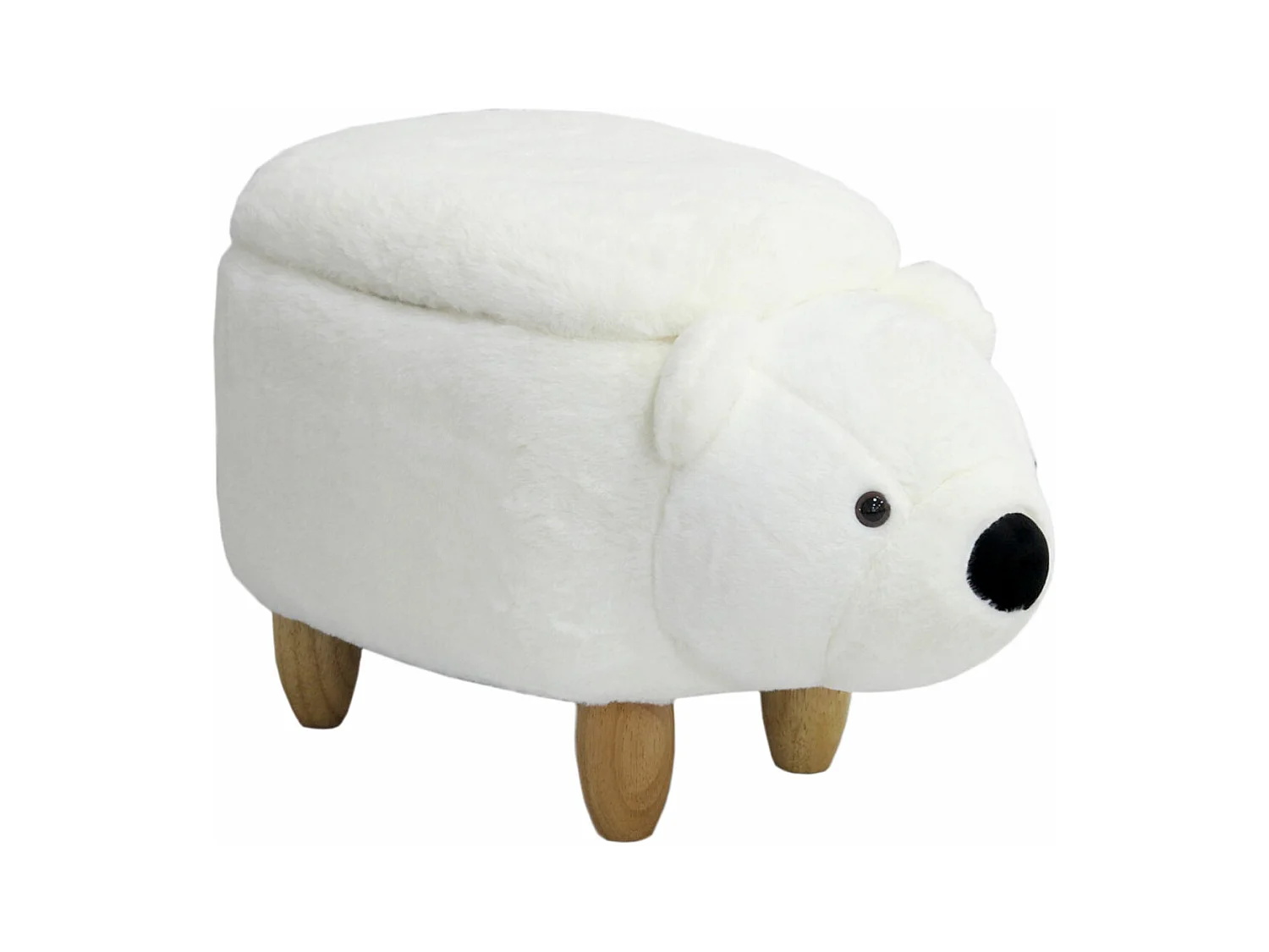 Tabouret pour enfant ANIMAL STORAGE avec espace de rangement Rembourré Ours polaire Blanc