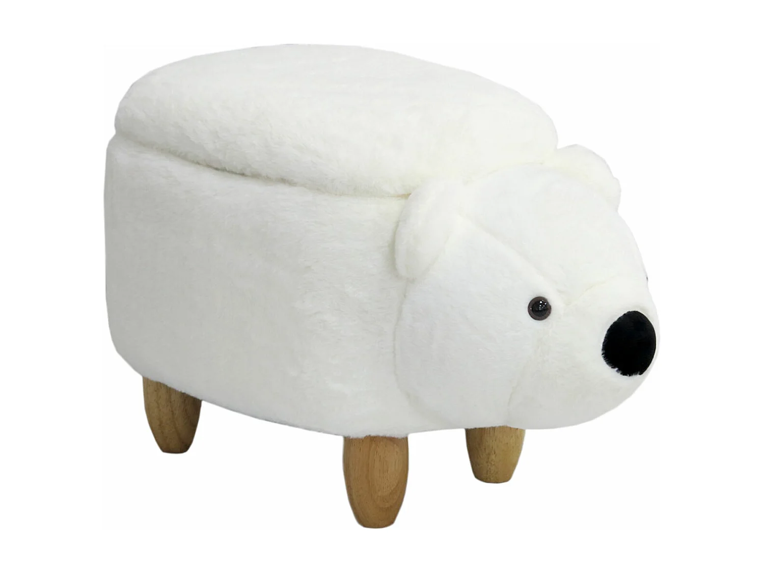 Tabouret pour enfant ANIMAL STORAGE avec espace de rangement Rembourré Ours polaire Blanc