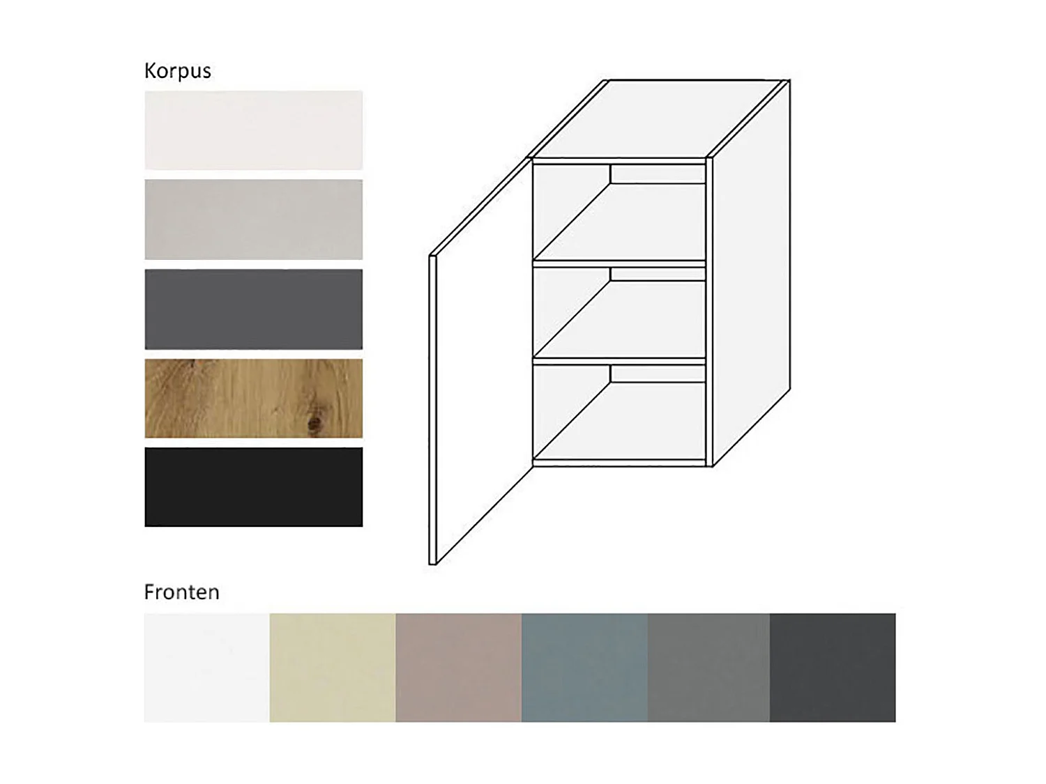 KÜCHENHÄNGESCHRANK Kvantum W2/45 Dust Grey Matt / Eiche Artisan Matt 45 / 32,5 / 72cm
