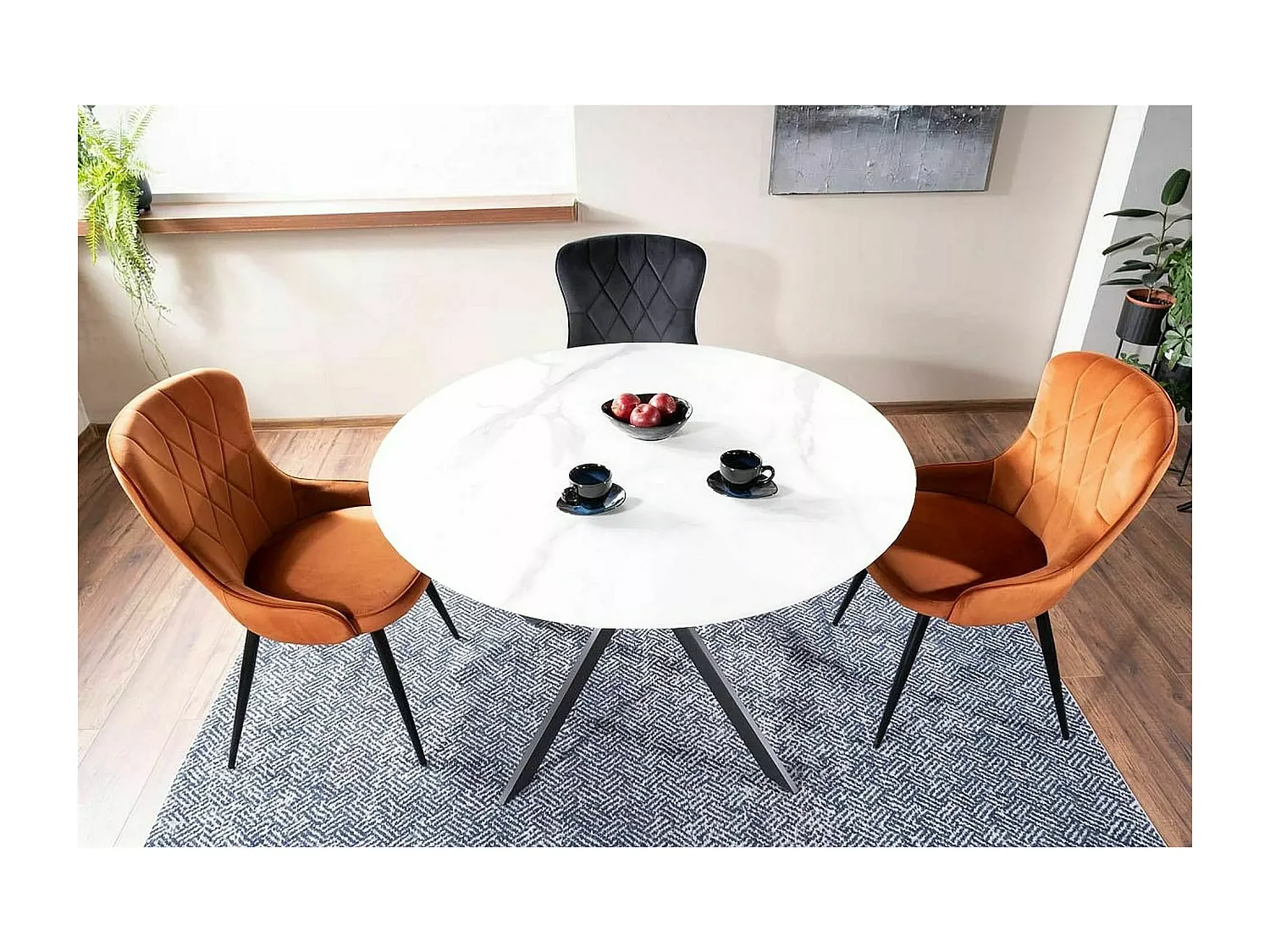 Table à manger Talia (o120x76)/Céramique/Blanc