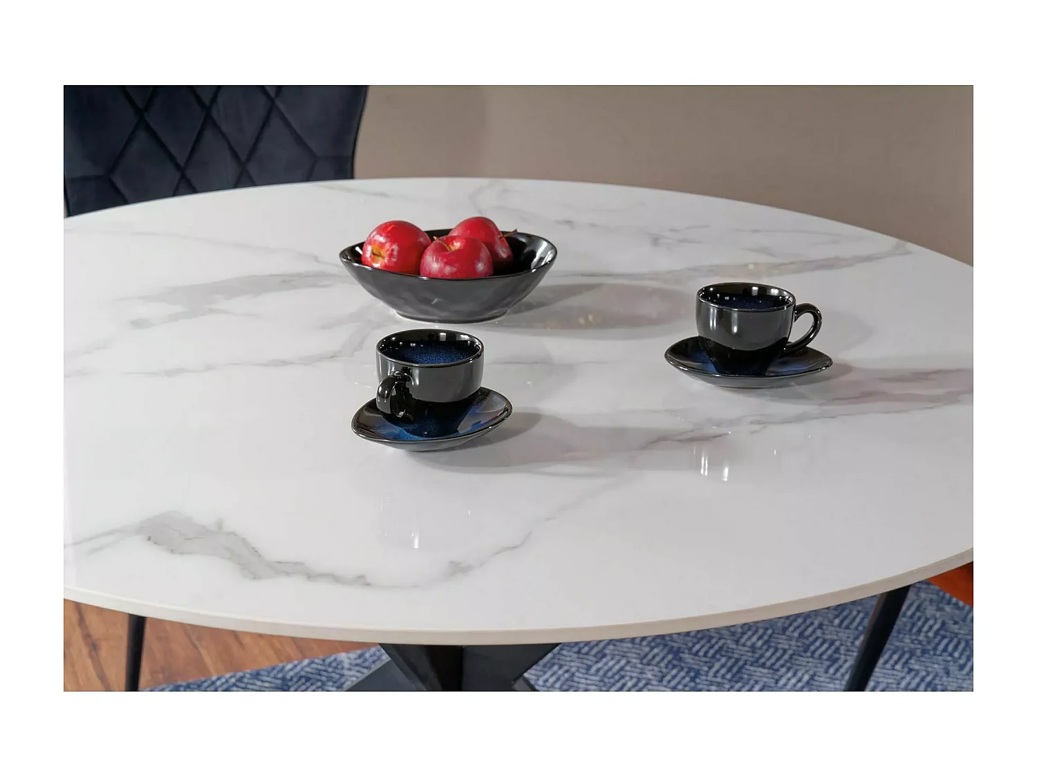 Table à manger Talia II (o90x76)/Céramique/Blanc