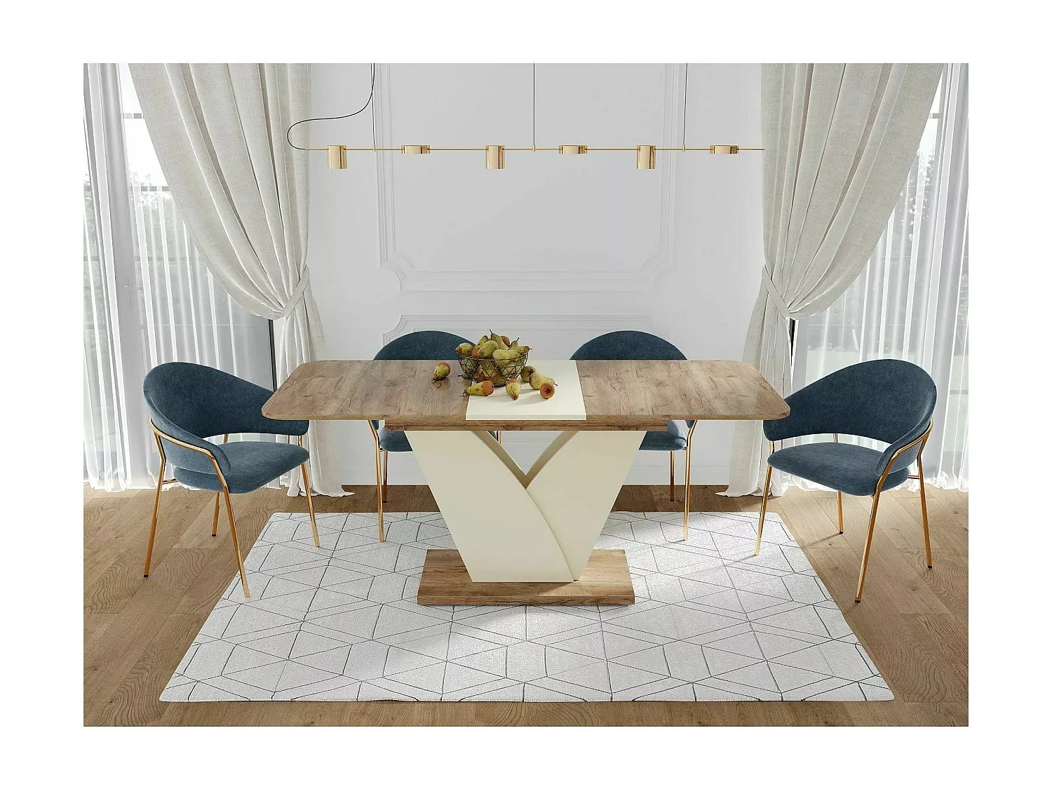 Tavolo da pranzo Vidar (80x140-180)/Marrone&Beige
