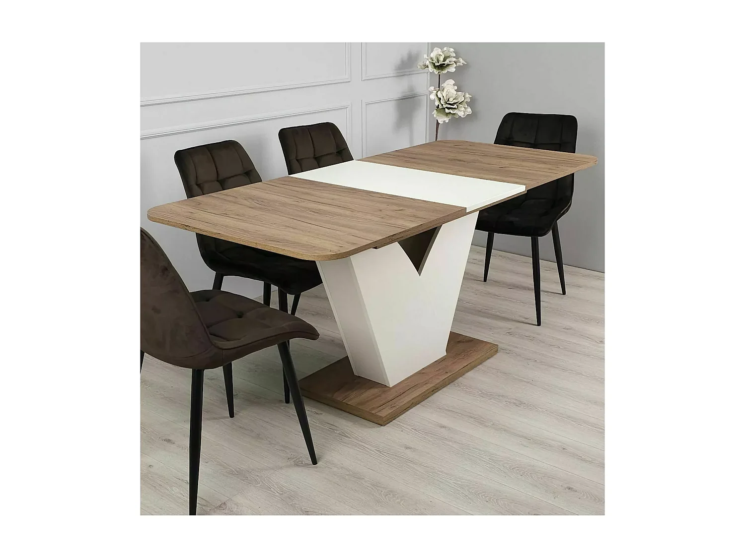 Tavolo da pranzo Vidar (80x140-180)/Marrone&Beige
