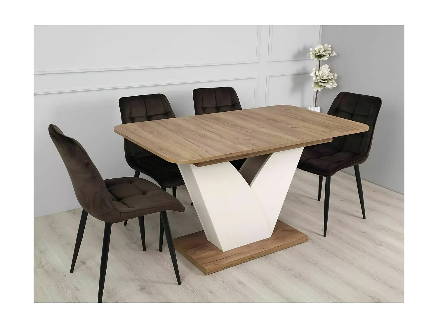 Tavolo da pranzo Vidar (80x140-180)/Marrone&Beige