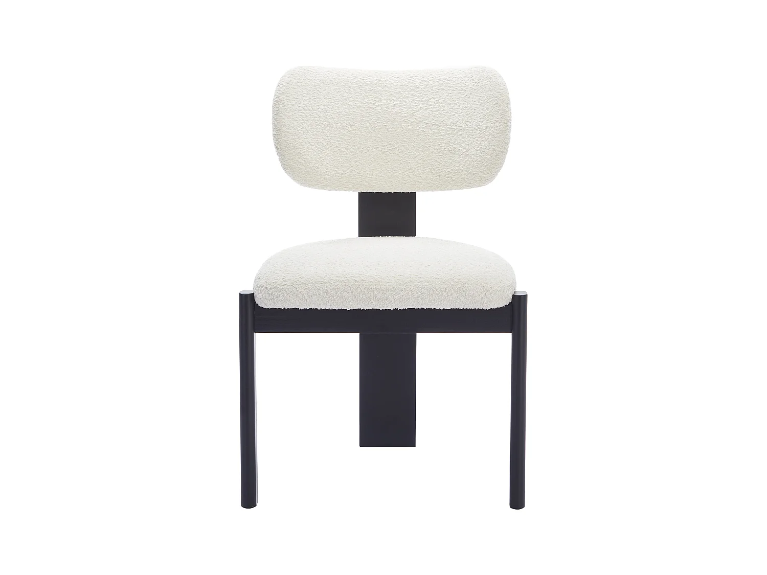 Set van 6 stoelen van boucléstof en heveahout - Zwart en wit - WILANA